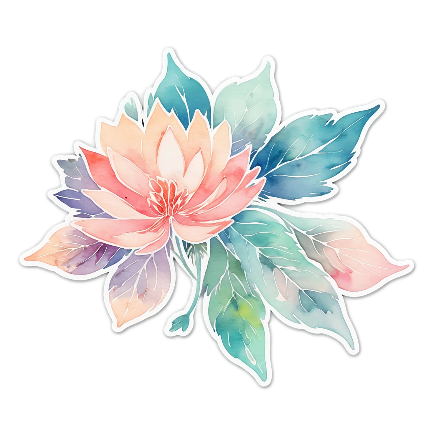 Floral watercolor sticker isolated on transparent background #16113