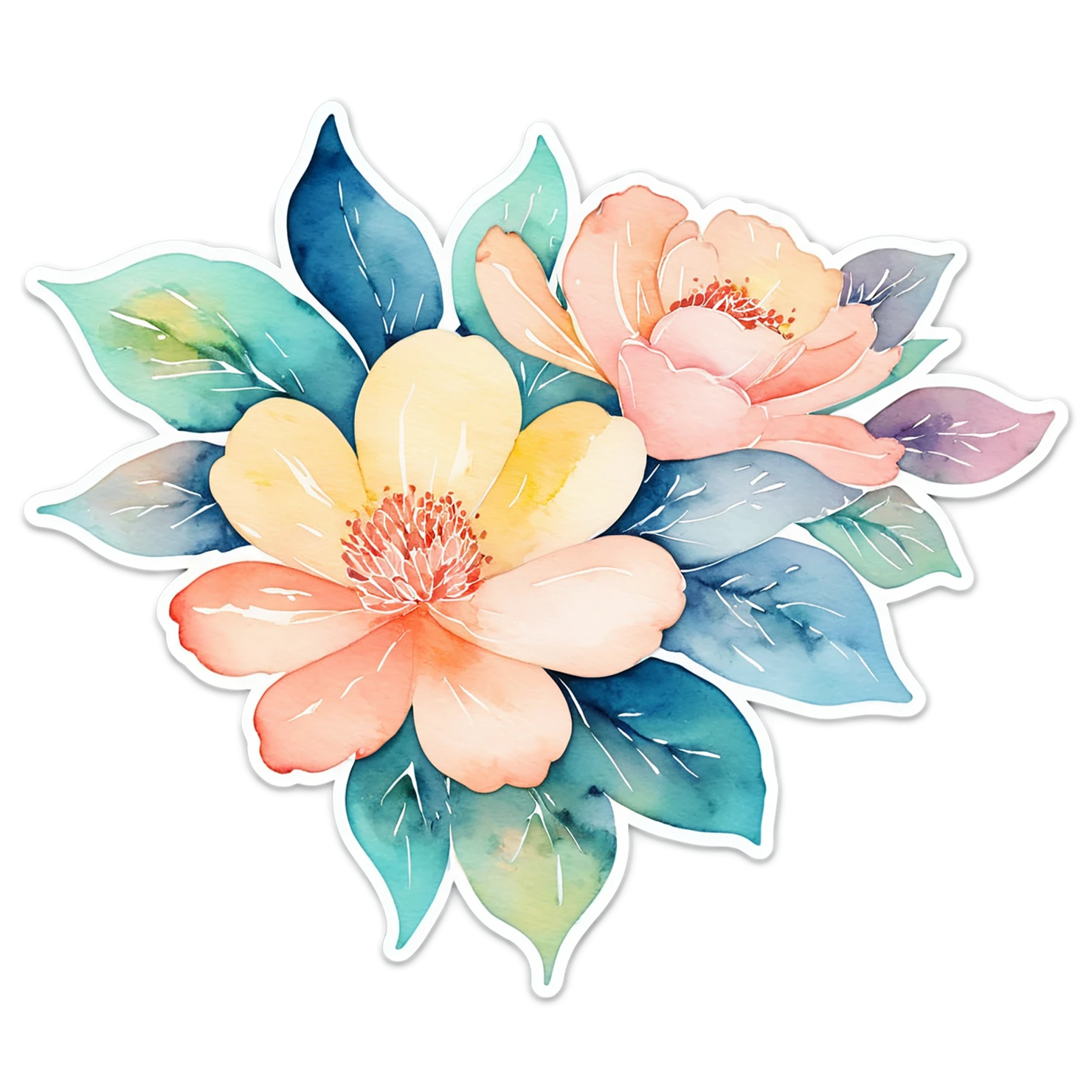 Floral watercolor sticker isolated on transparent background #16115