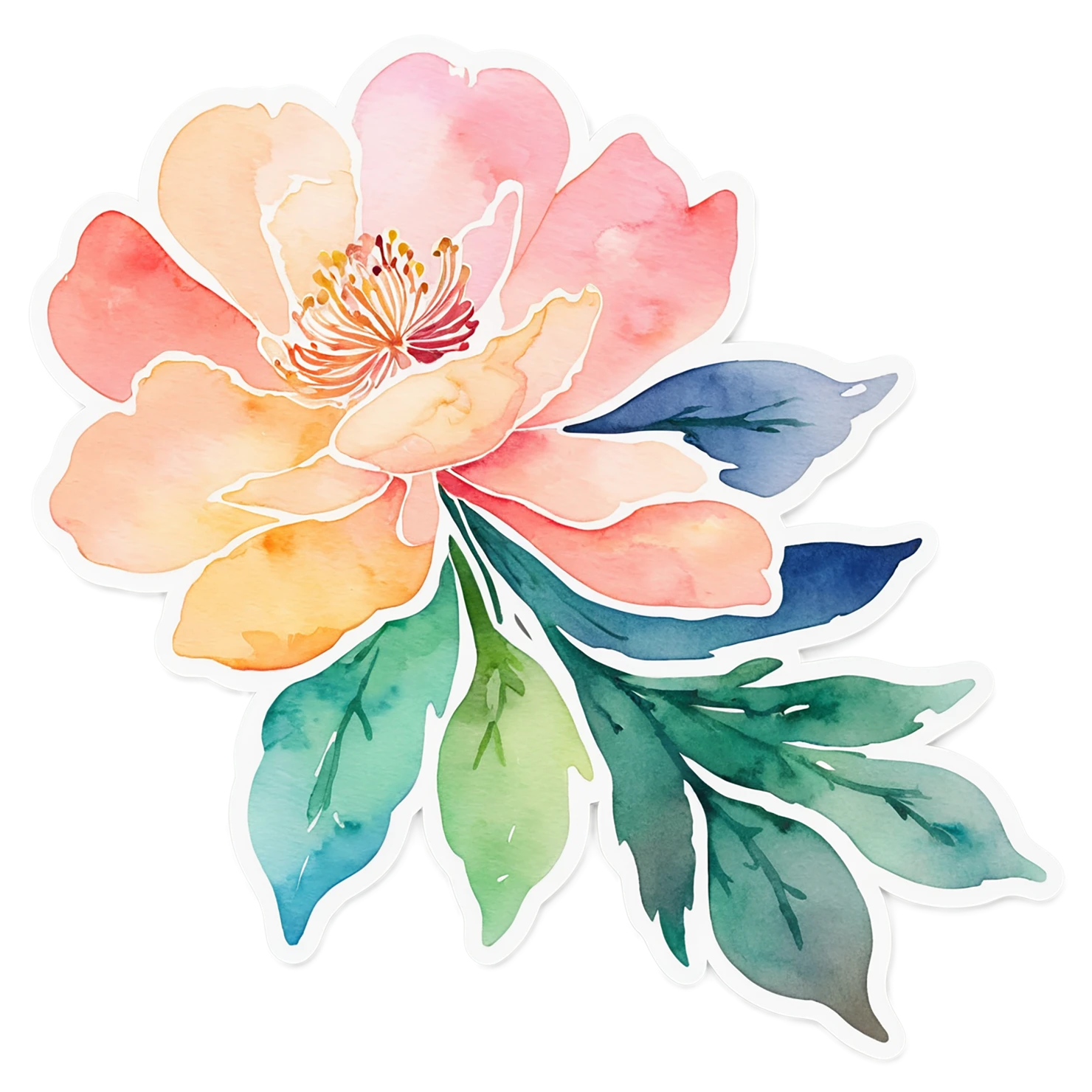 Floral watercolor sticker isolated on transparent background #16117