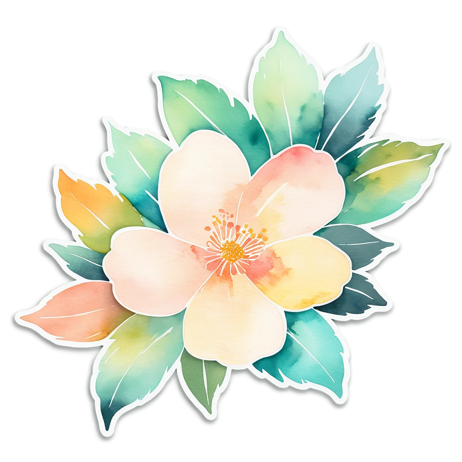 Floral watercolor sticker isolated on transparent background #16118