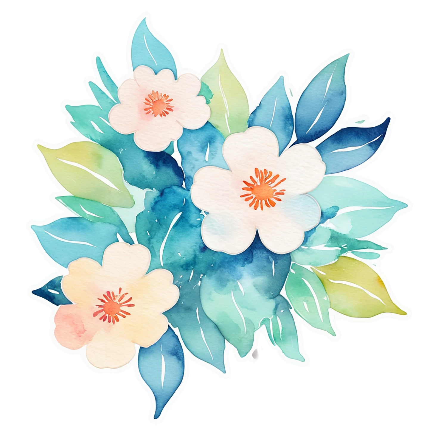 Floral watercolor sticker isolated on transparent background #16119