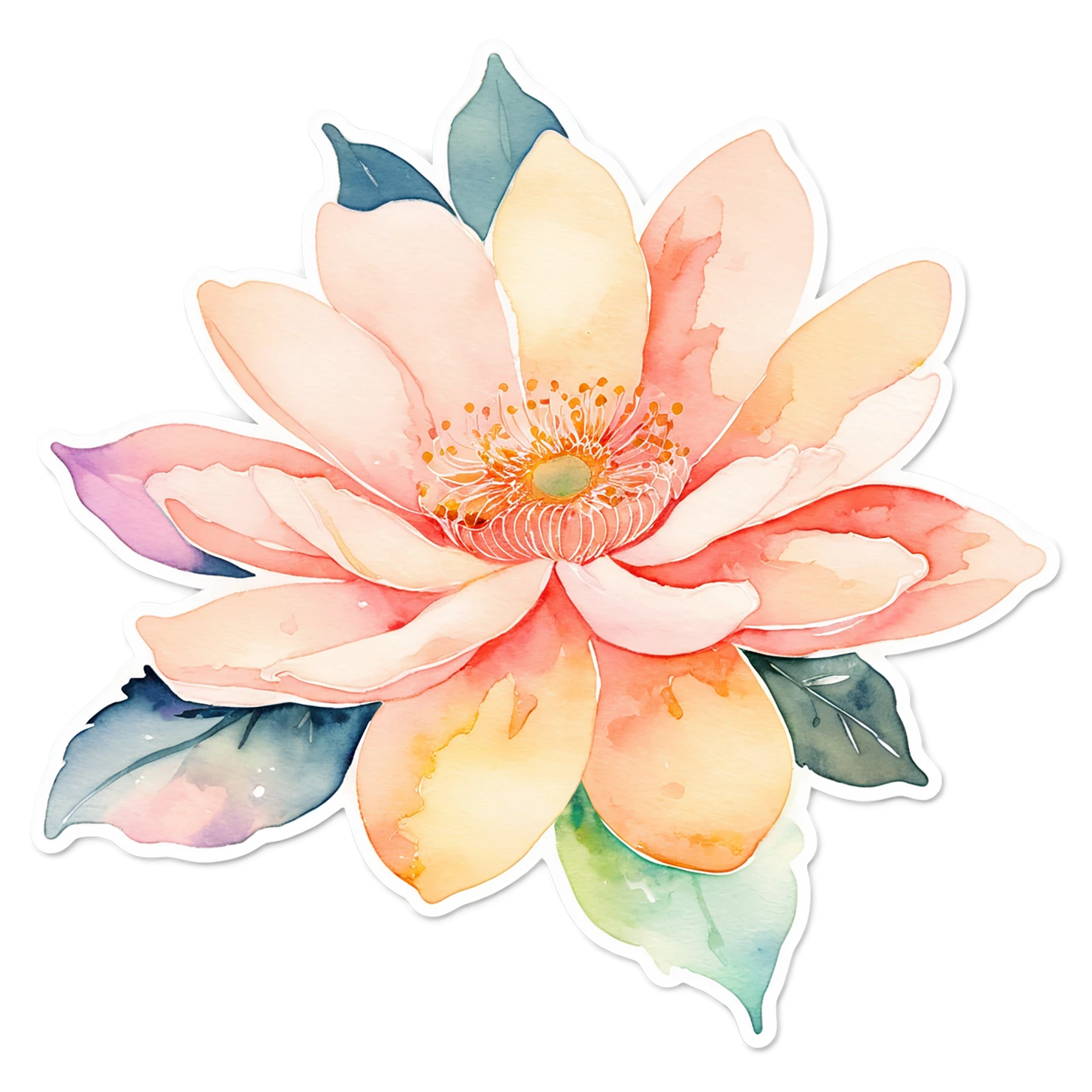 Floral watercolor sticker isolated on transparent background #16120