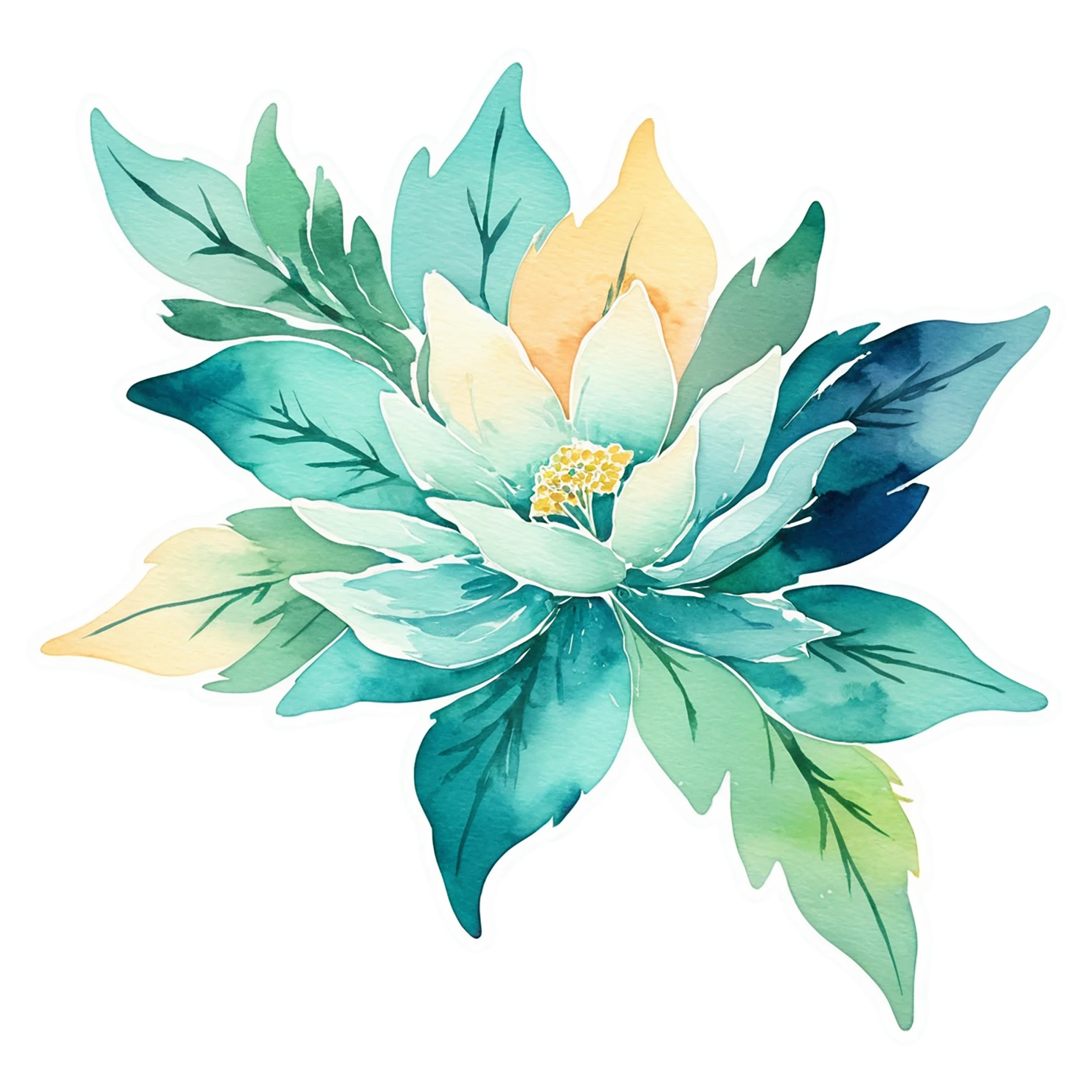 Floral watercolor sticker isolated on transparent background #16122