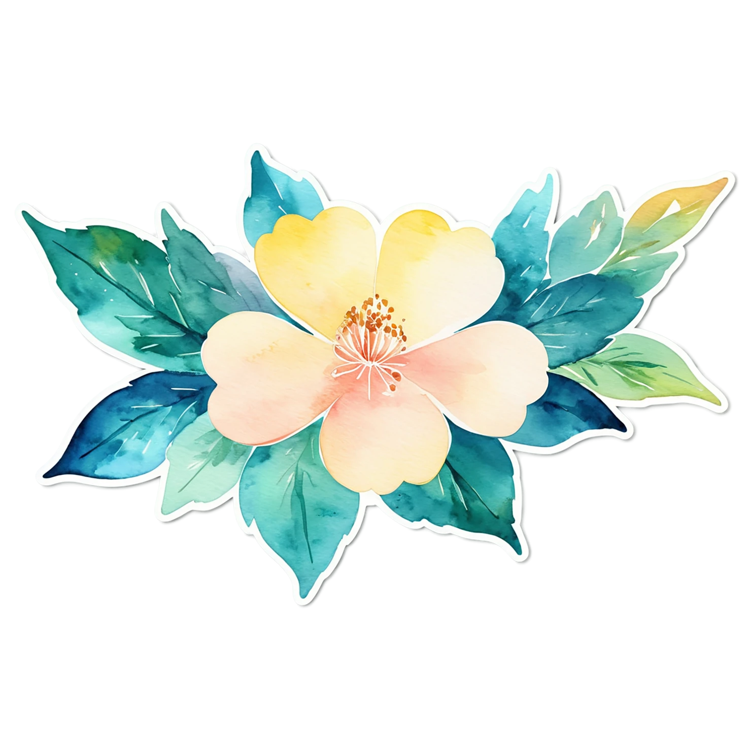 Floral watercolor sticker isolated on transparent background #16123