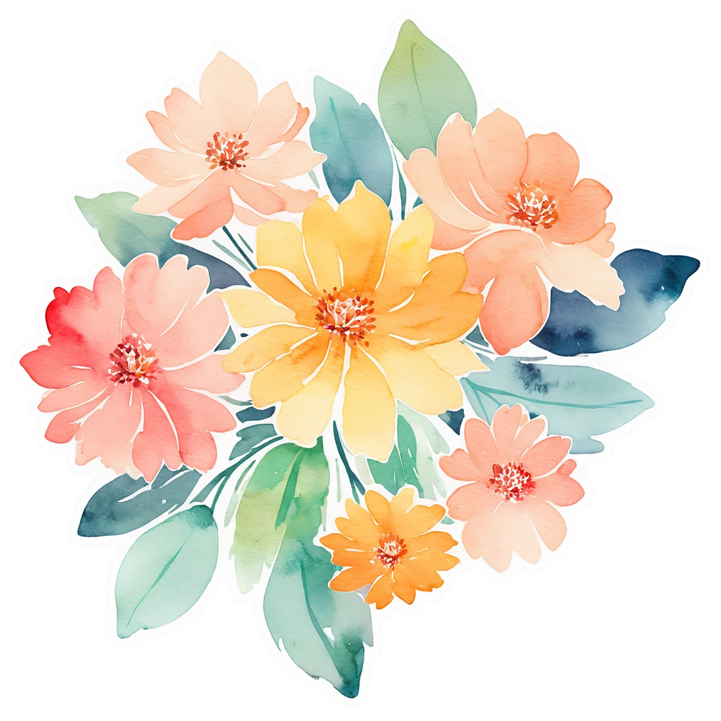 Floral watercolor sticker isolated on transparent background #16124