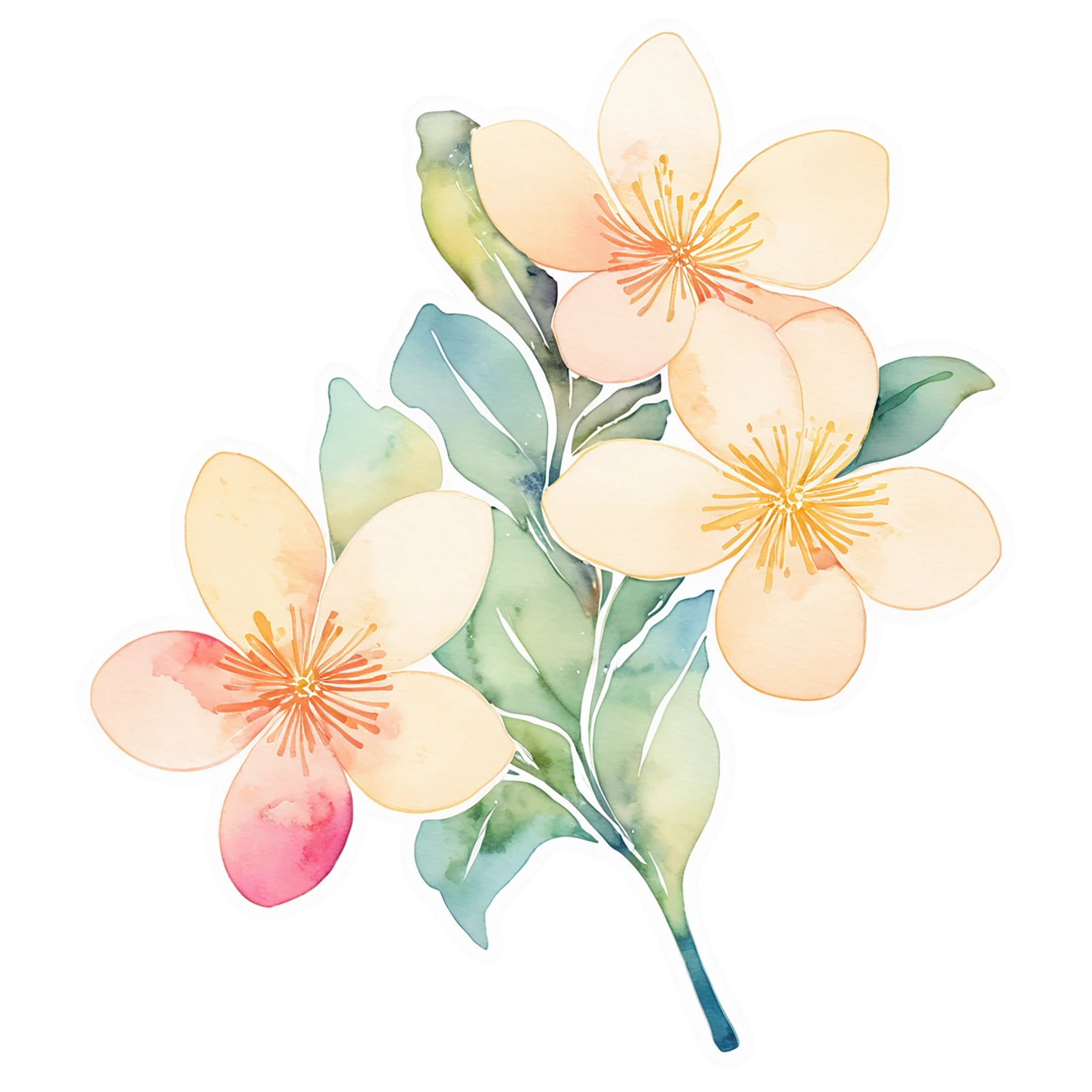 Floral watercolor sticker isolated on transparent background #16126
