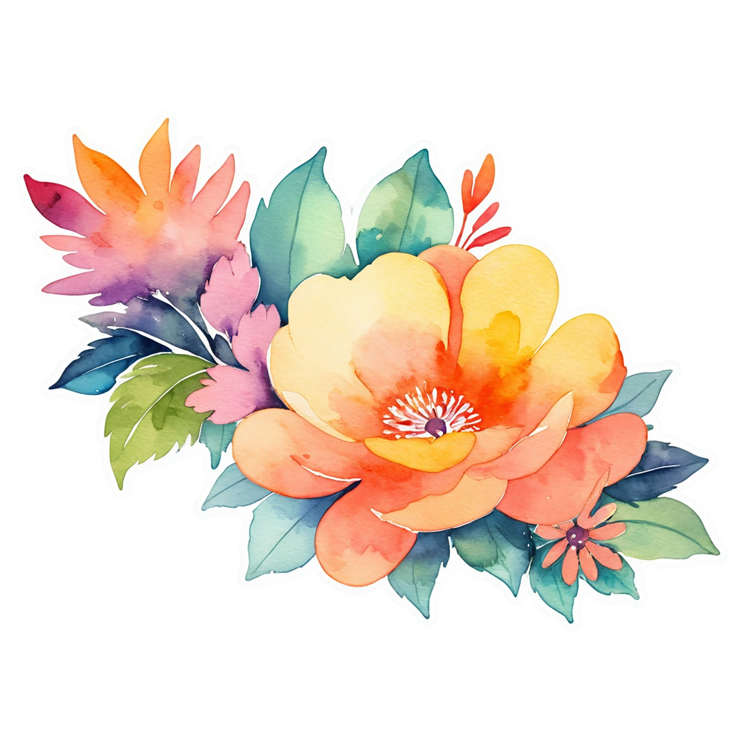 Floral watercolor sticker isolated on transparent background #16127