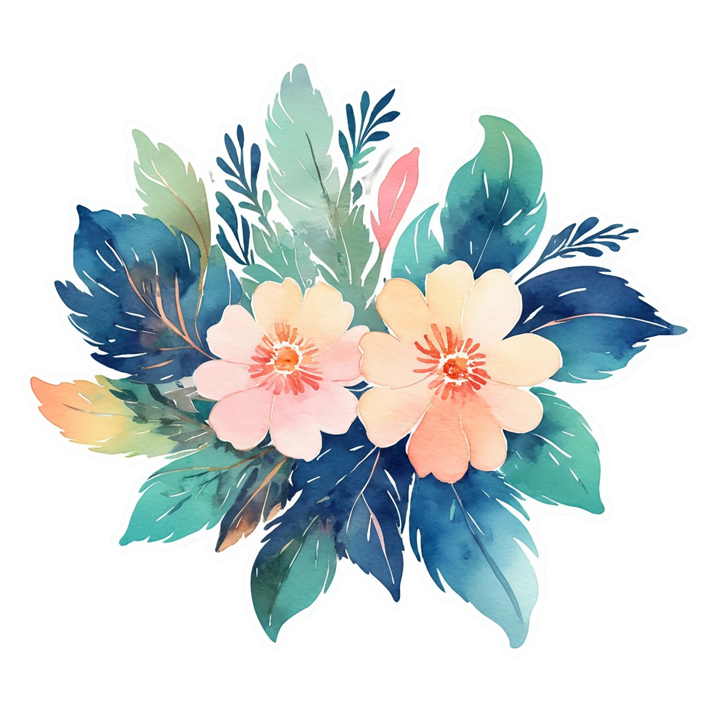 Floral watercolor sticker isolated on transparent background #16129