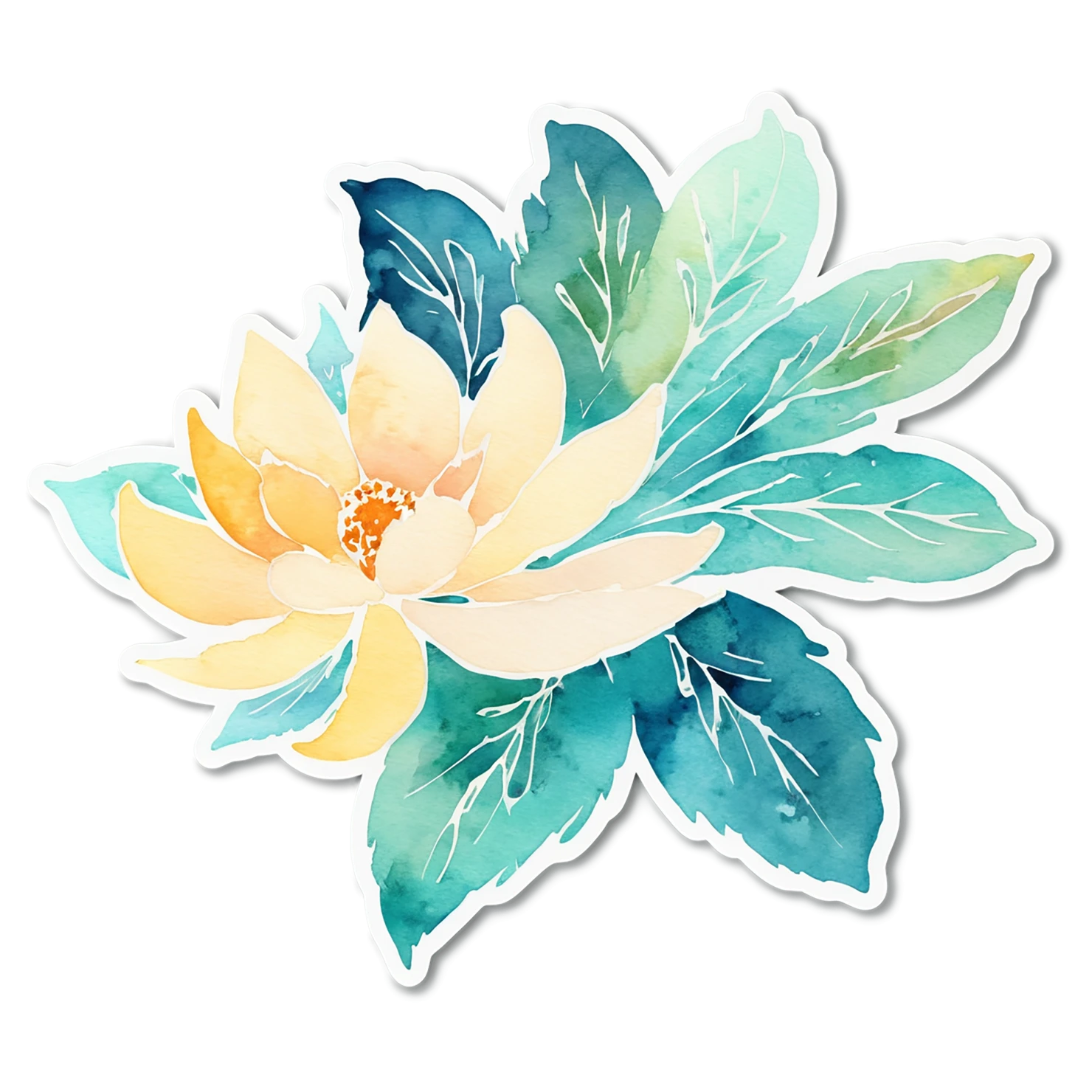Floral watercolor sticker isolated on transparent background #16131