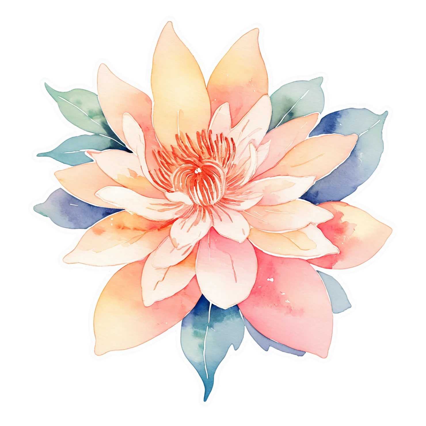 Floral watercolor sticker isolated on transparent background #16134