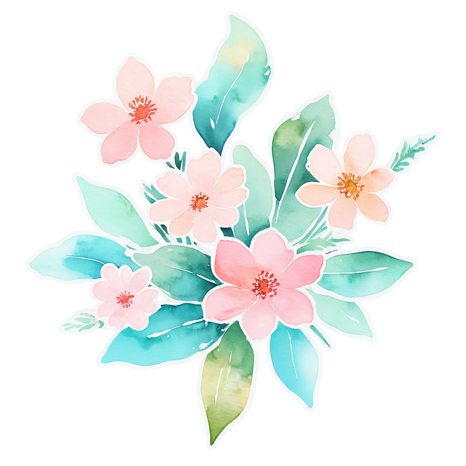 Floral watercolor sticker isolated on transparent background #16135