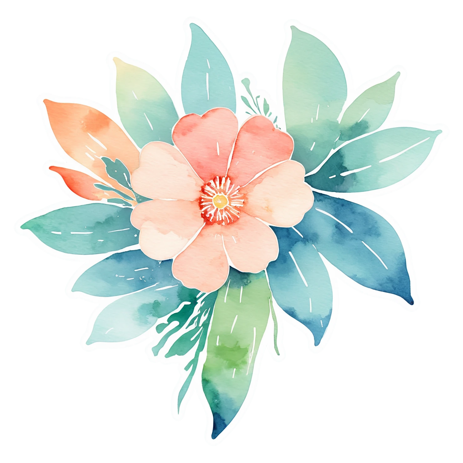 Floral watercolor sticker isolated on transparent background #16136