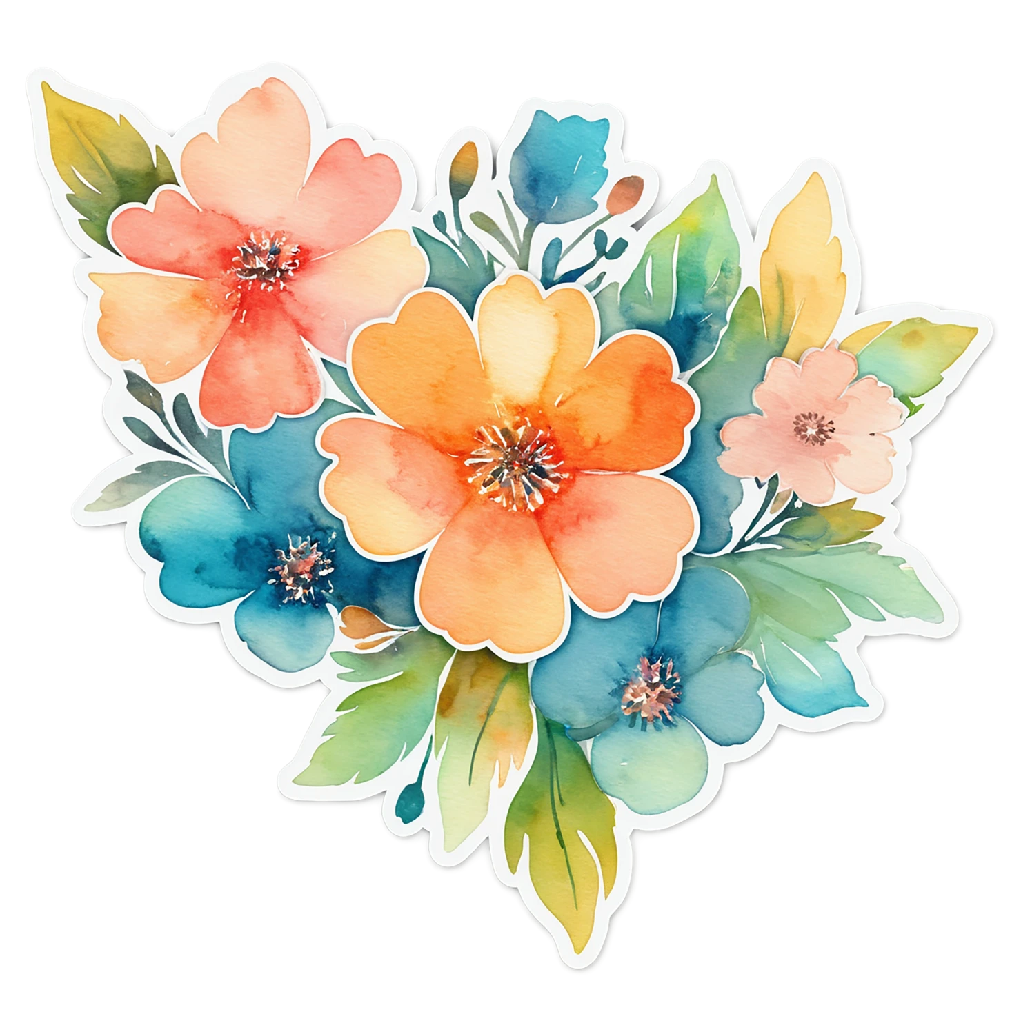 Floral watercolor sticker isolated on transparent background #16138