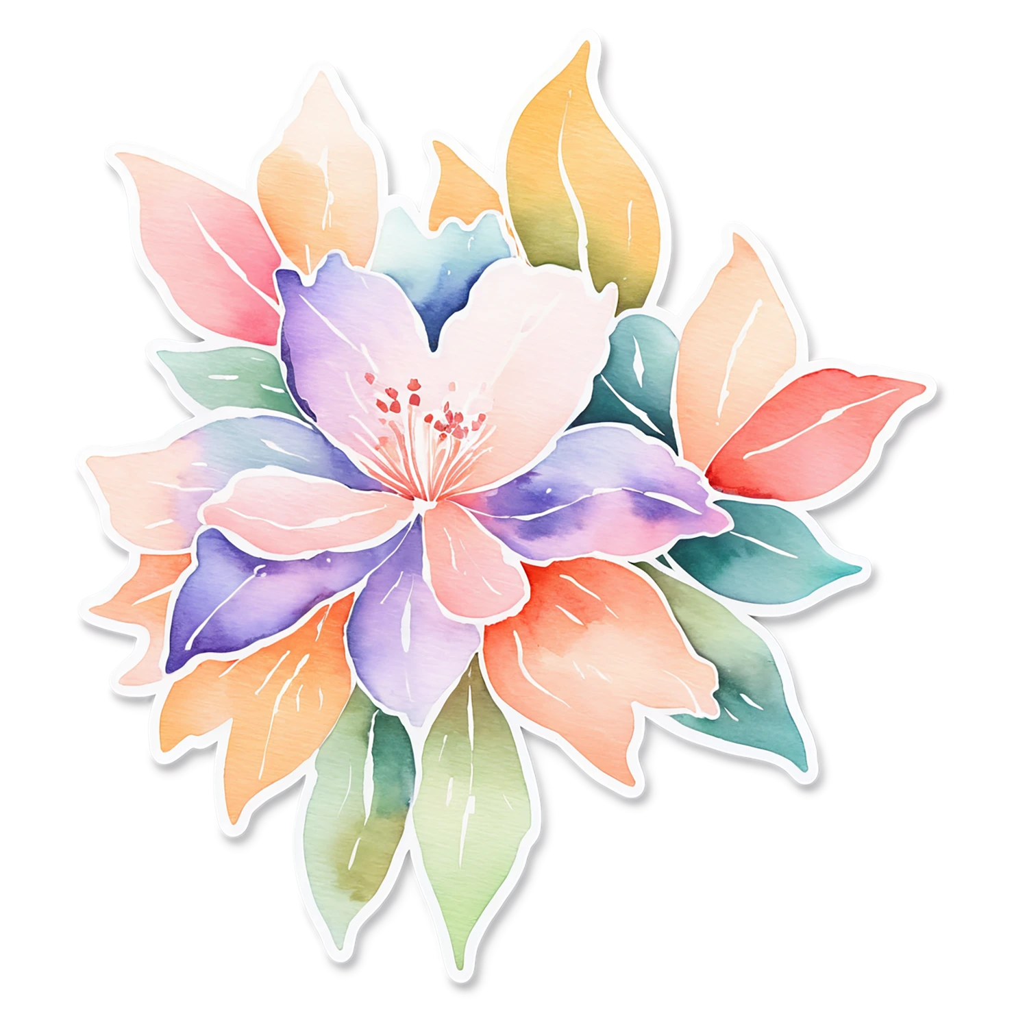 Floral watercolor sticker isolated on transparent background #16139