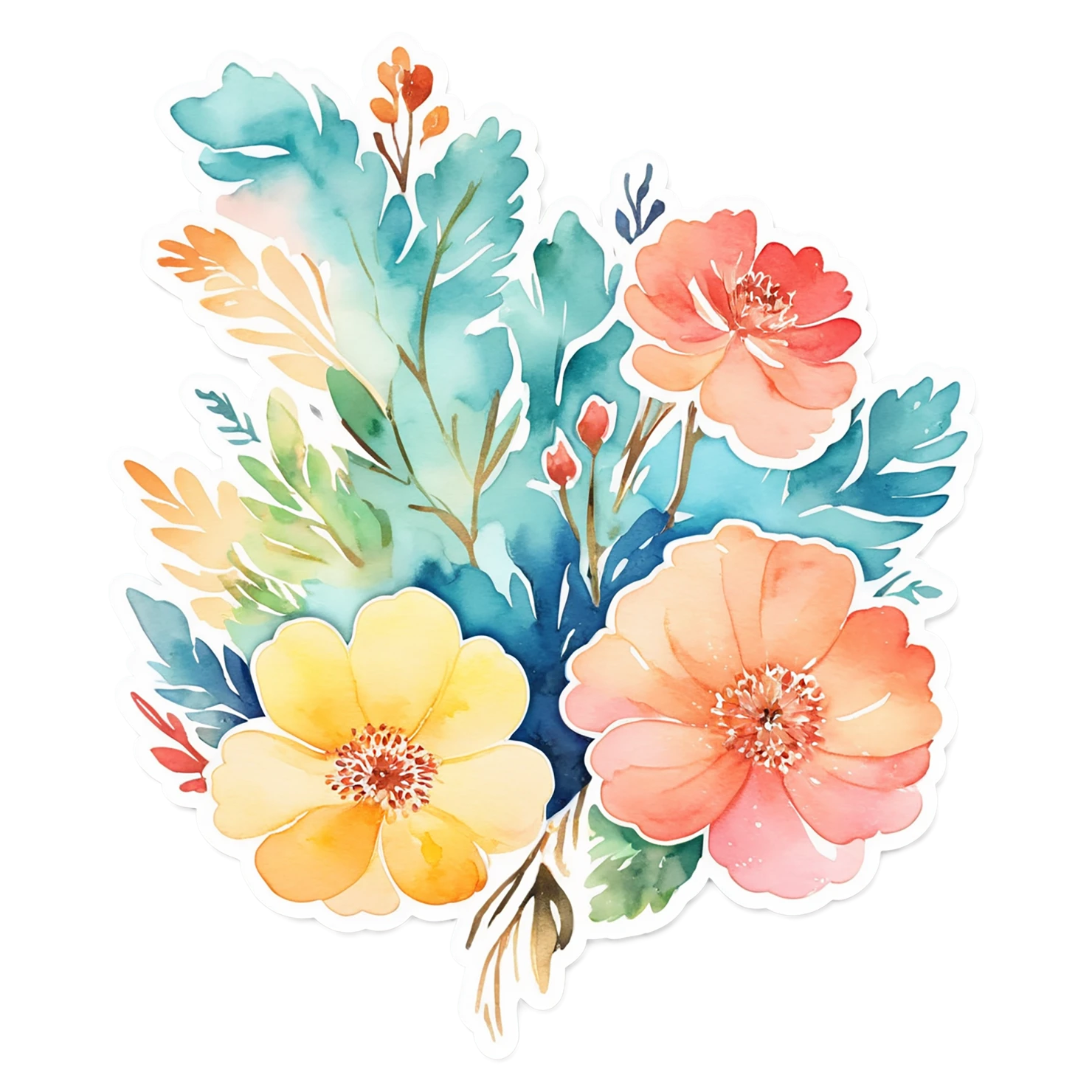 Floral watercolor sticker isolated on transparent background #16140