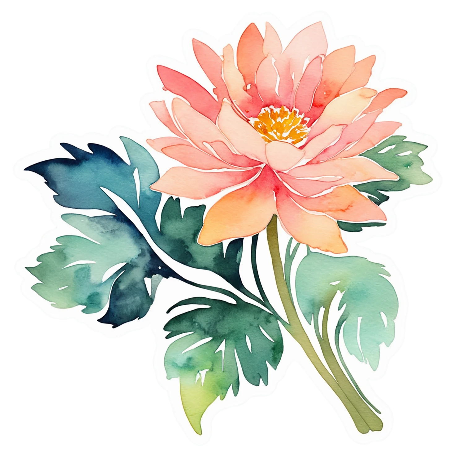 Floral watercolor sticker isolated on transparent background #16142