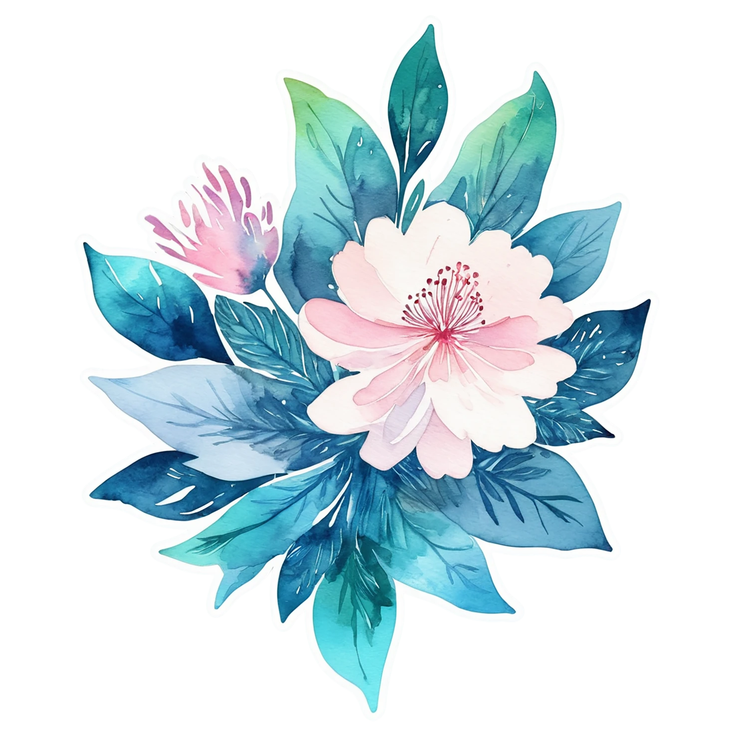 Floral watercolor sticker isolated on transparent background #16143