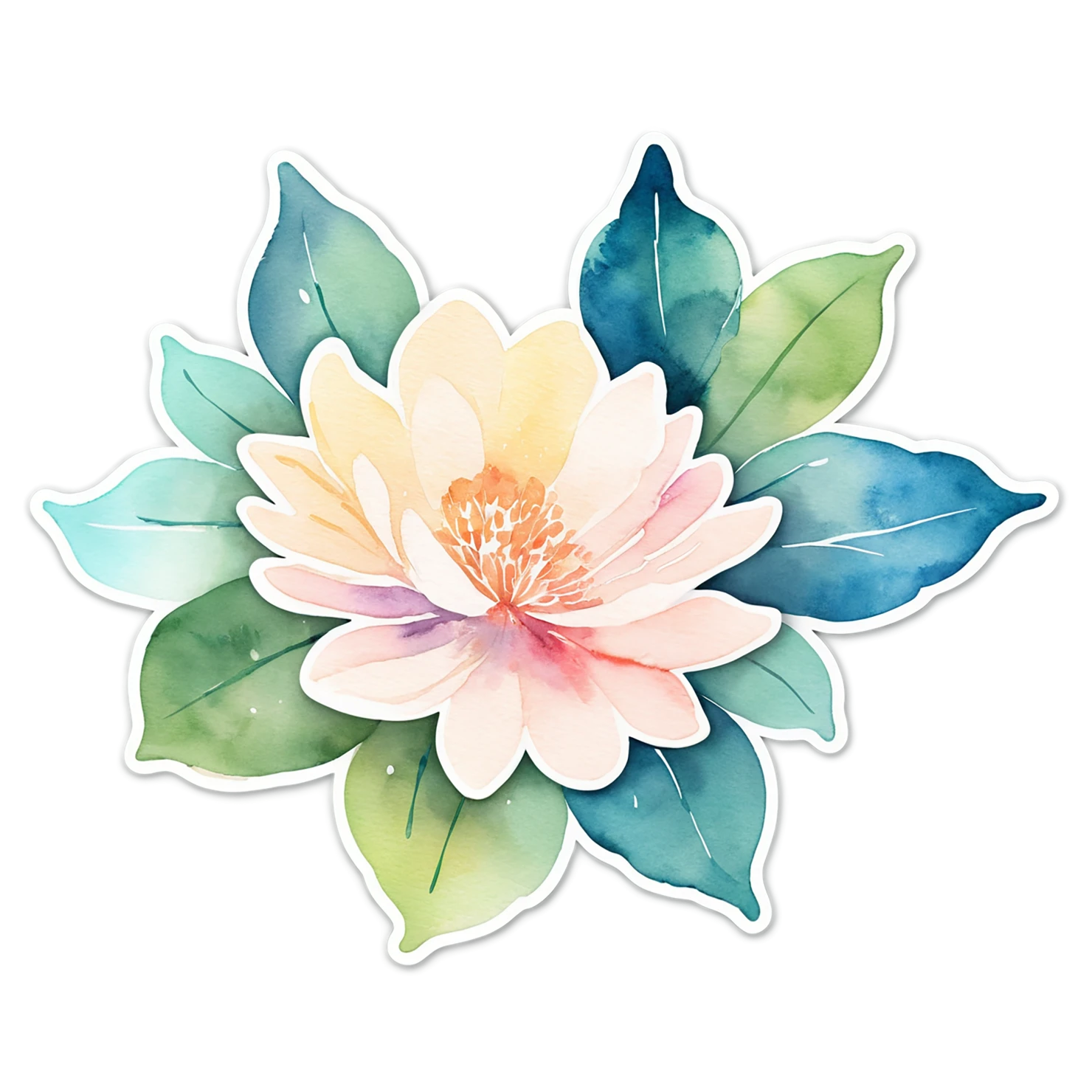 Floral watercolor sticker isolated on transparent background #16144
