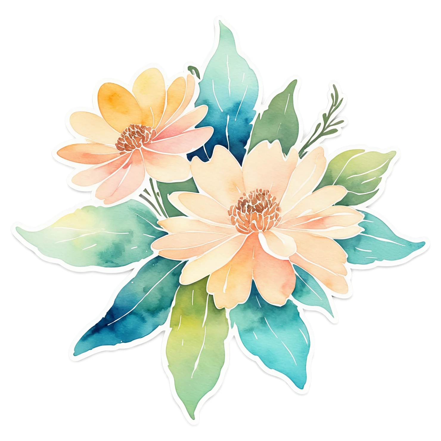 Floral watercolor sticker isolated on transparent background #16148