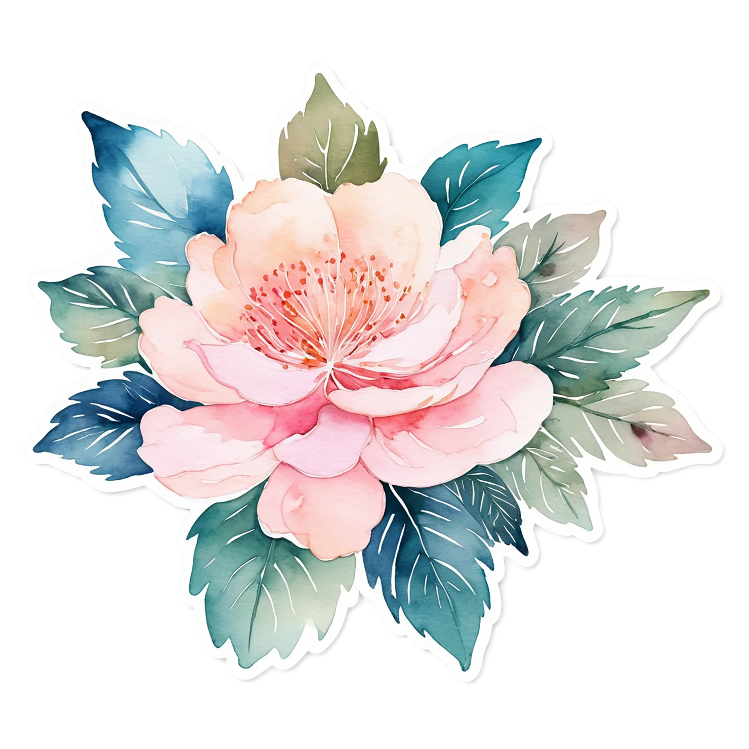 Floral watercolor sticker isolated on transparent background #16149