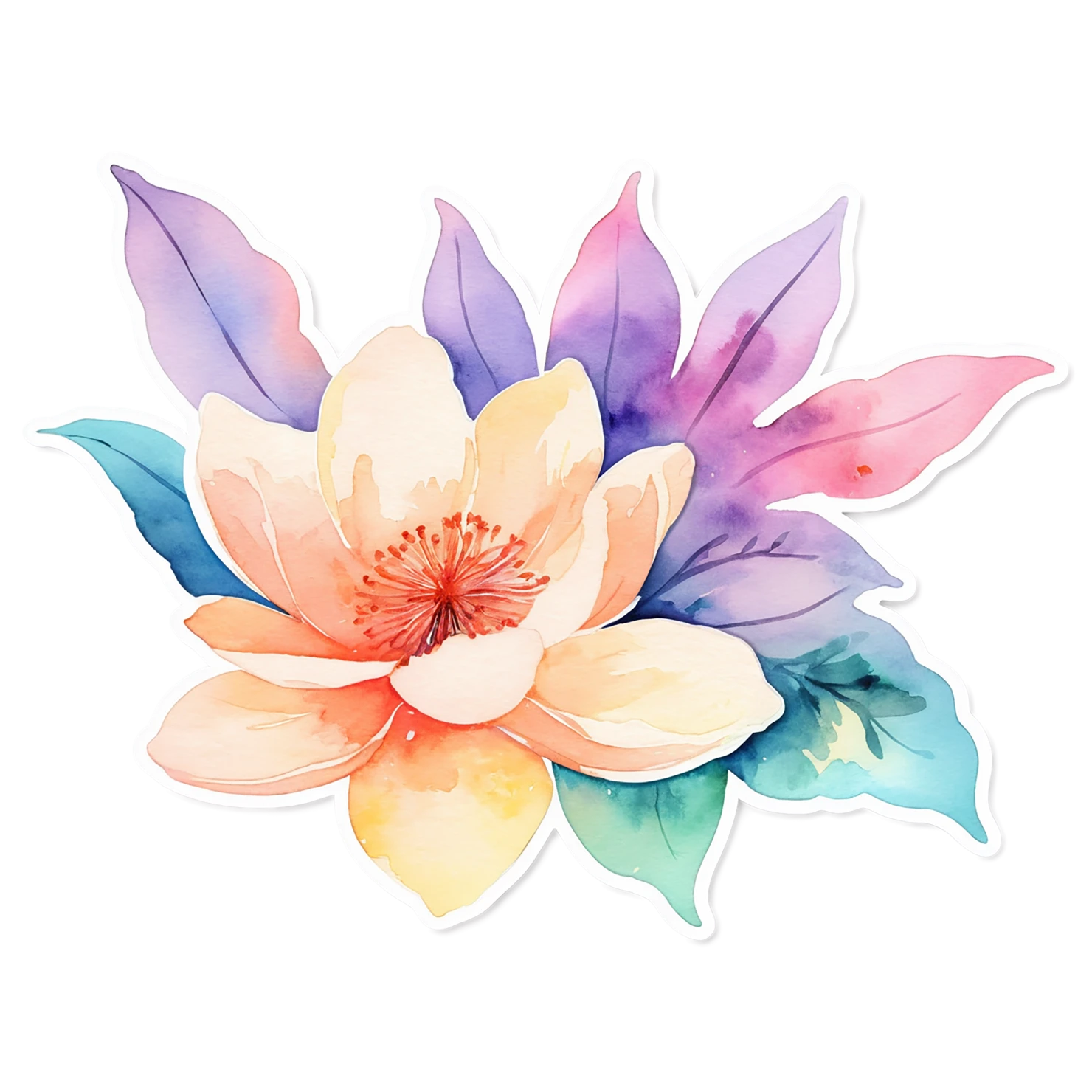 Floral watercolor sticker isolated on transparent background #16150