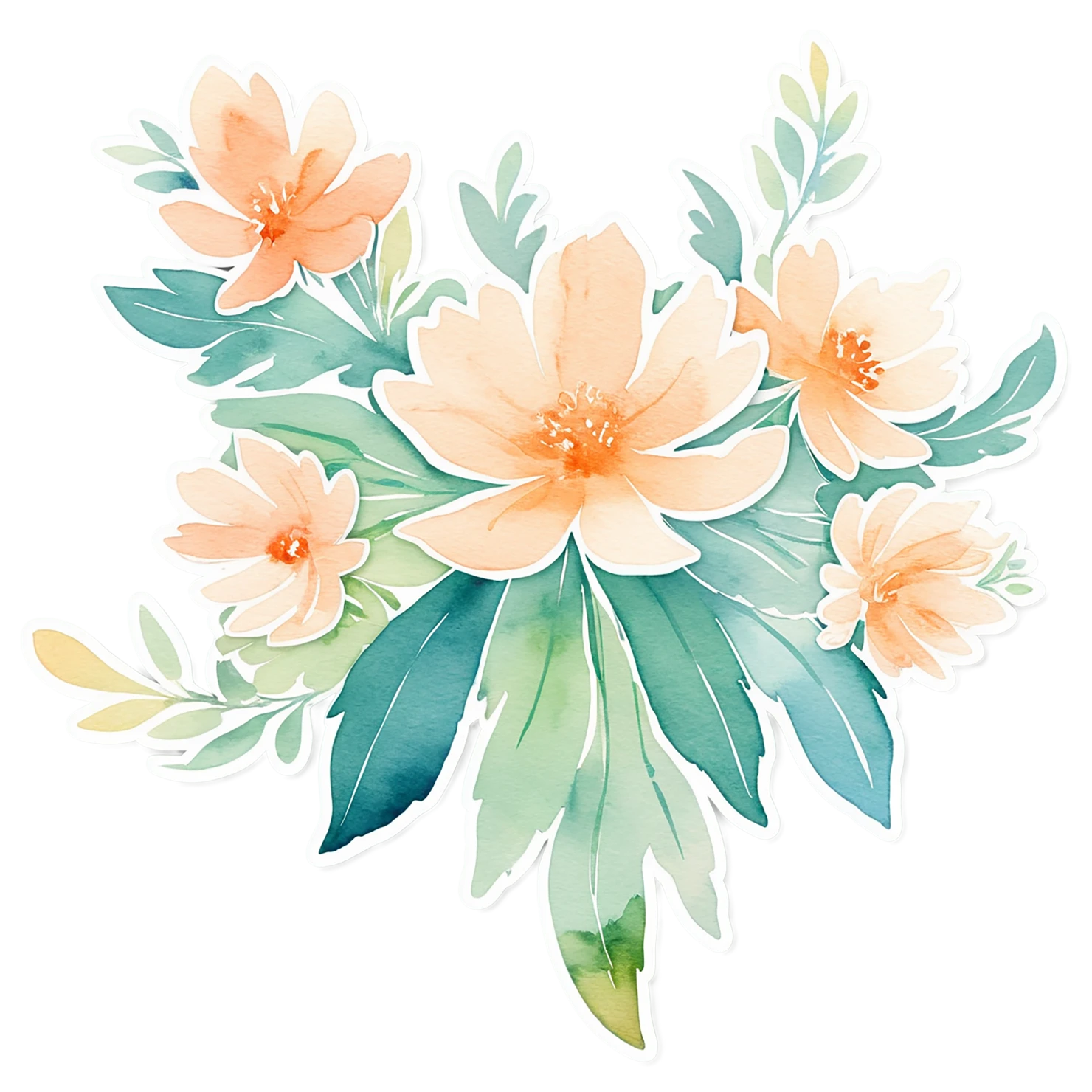 Floral watercolor sticker isolated on transparent background #16151