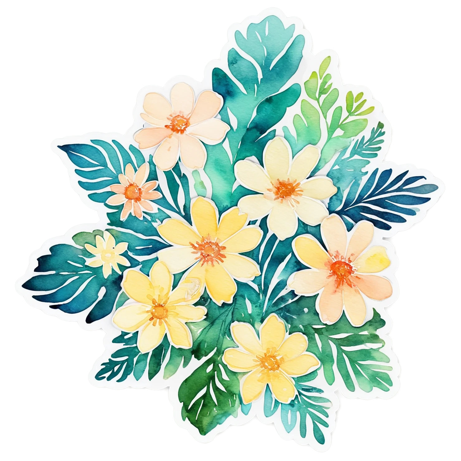 Floral watercolor sticker isolated on transparent background #16156