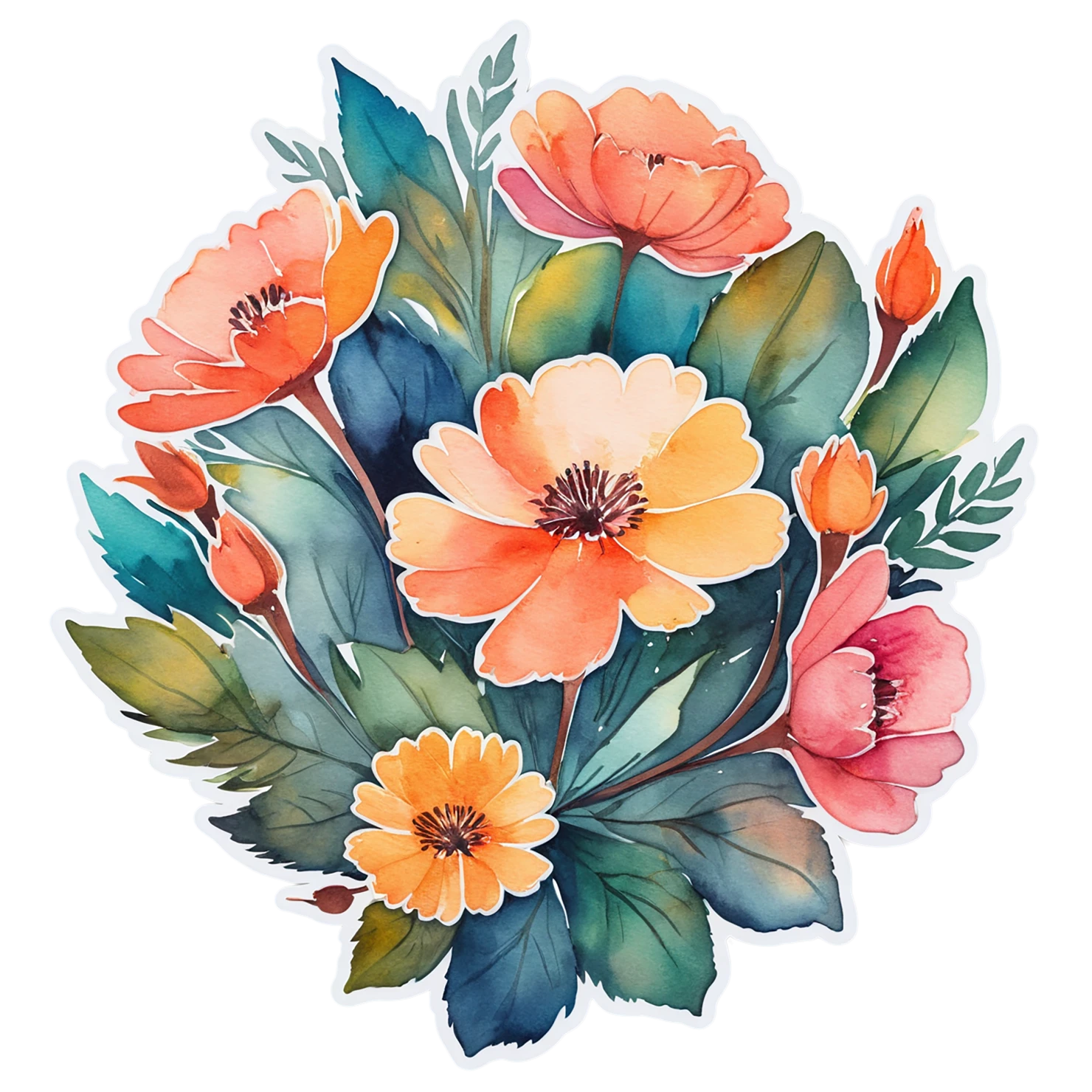 Floral watercolor sticker isolated on transparent background #16157