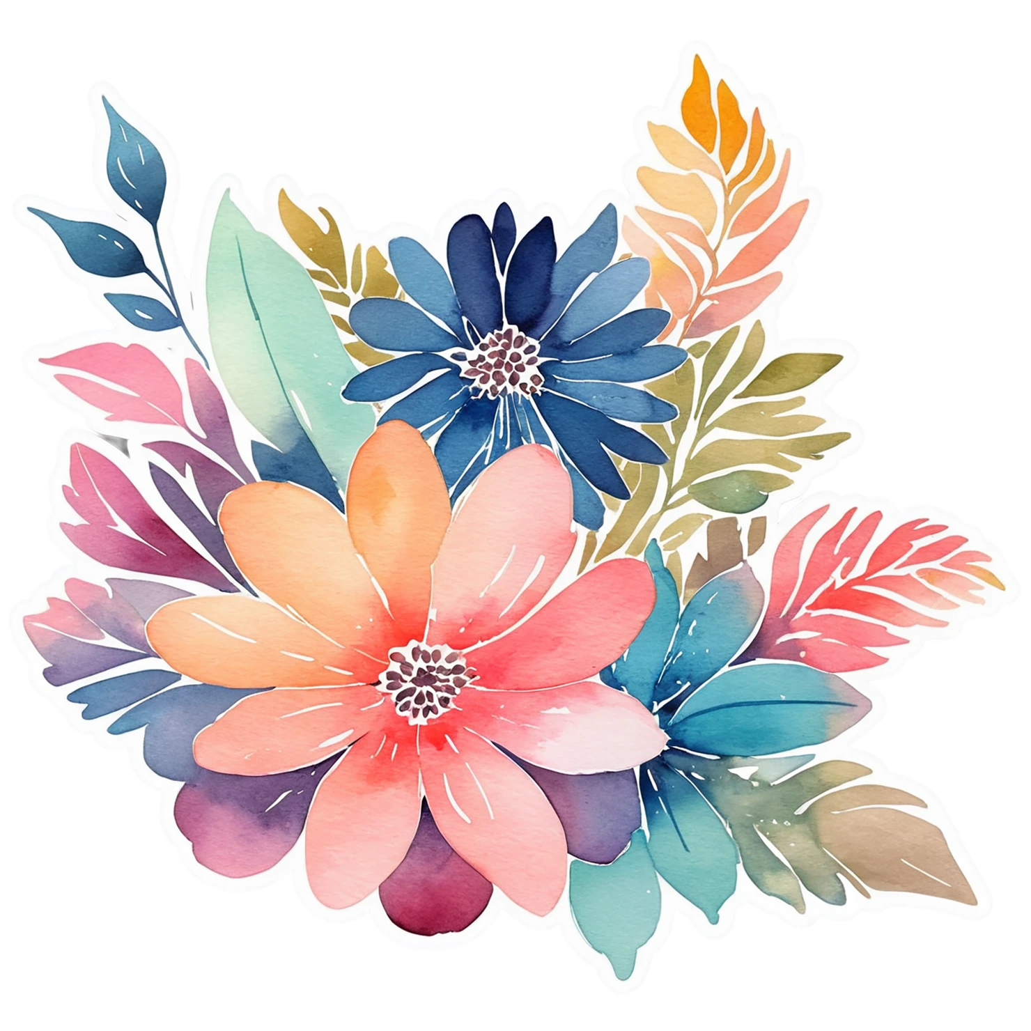 Floral watercolor sticker isolated on transparent background #16158