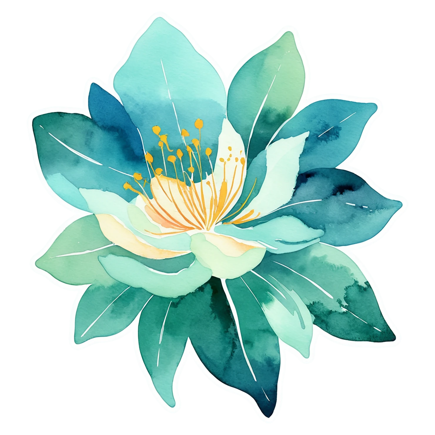Floral watercolor sticker isolated on transparent background #16159