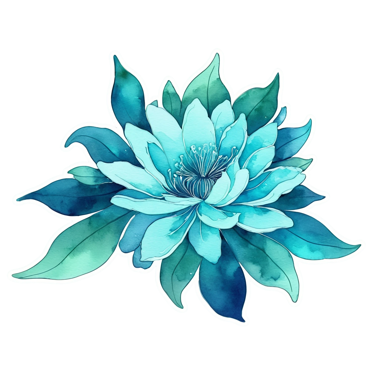 Floral watercolor sticker isolated on transparent background #16163