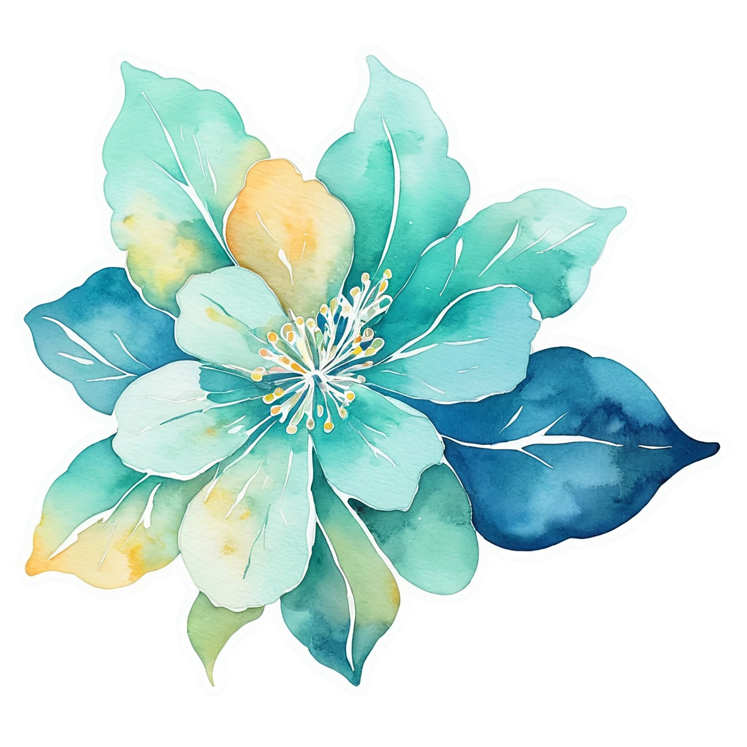 Floral watercolor sticker isolated on transparent background #16165