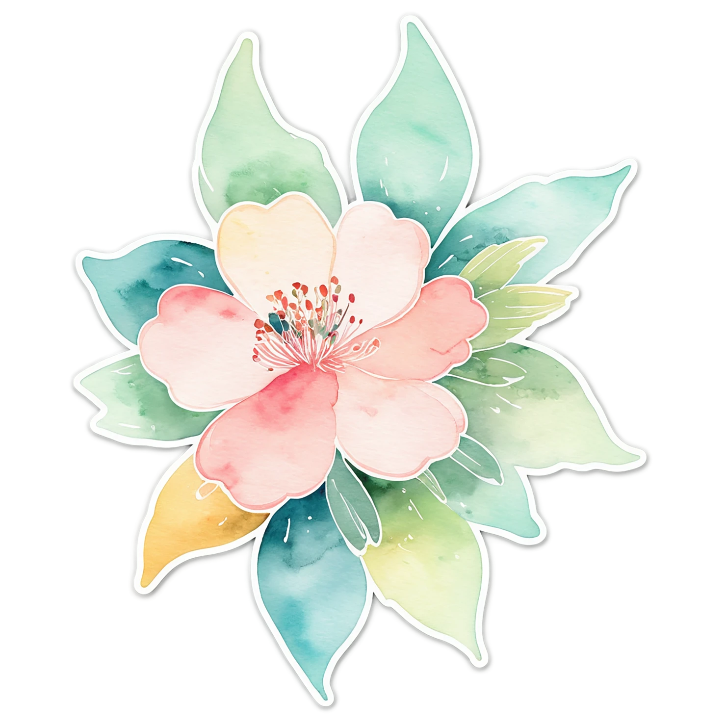 Floral watercolor sticker isolated on transparent background #16170