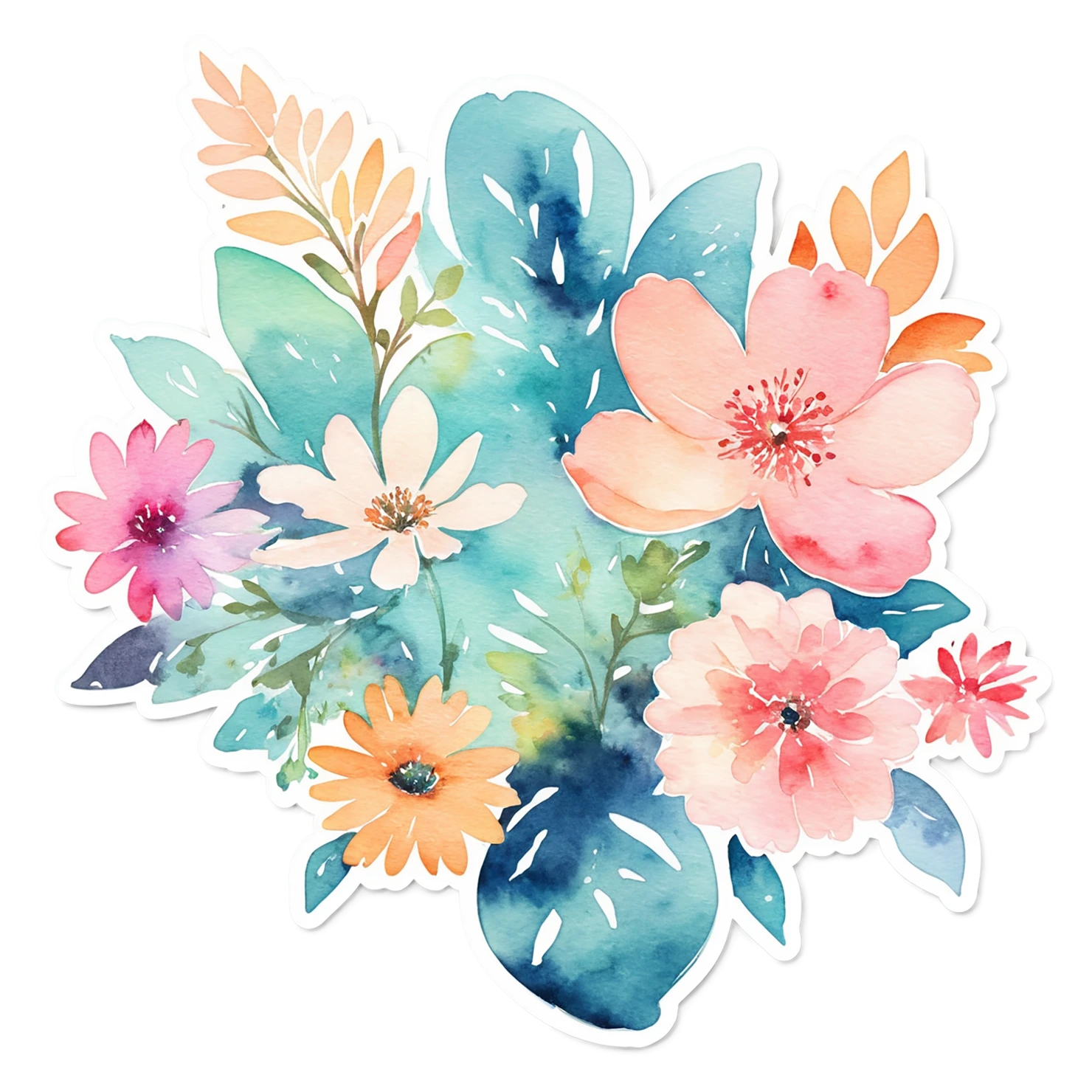 Floral watercolor sticker isolated on transparent background #16171