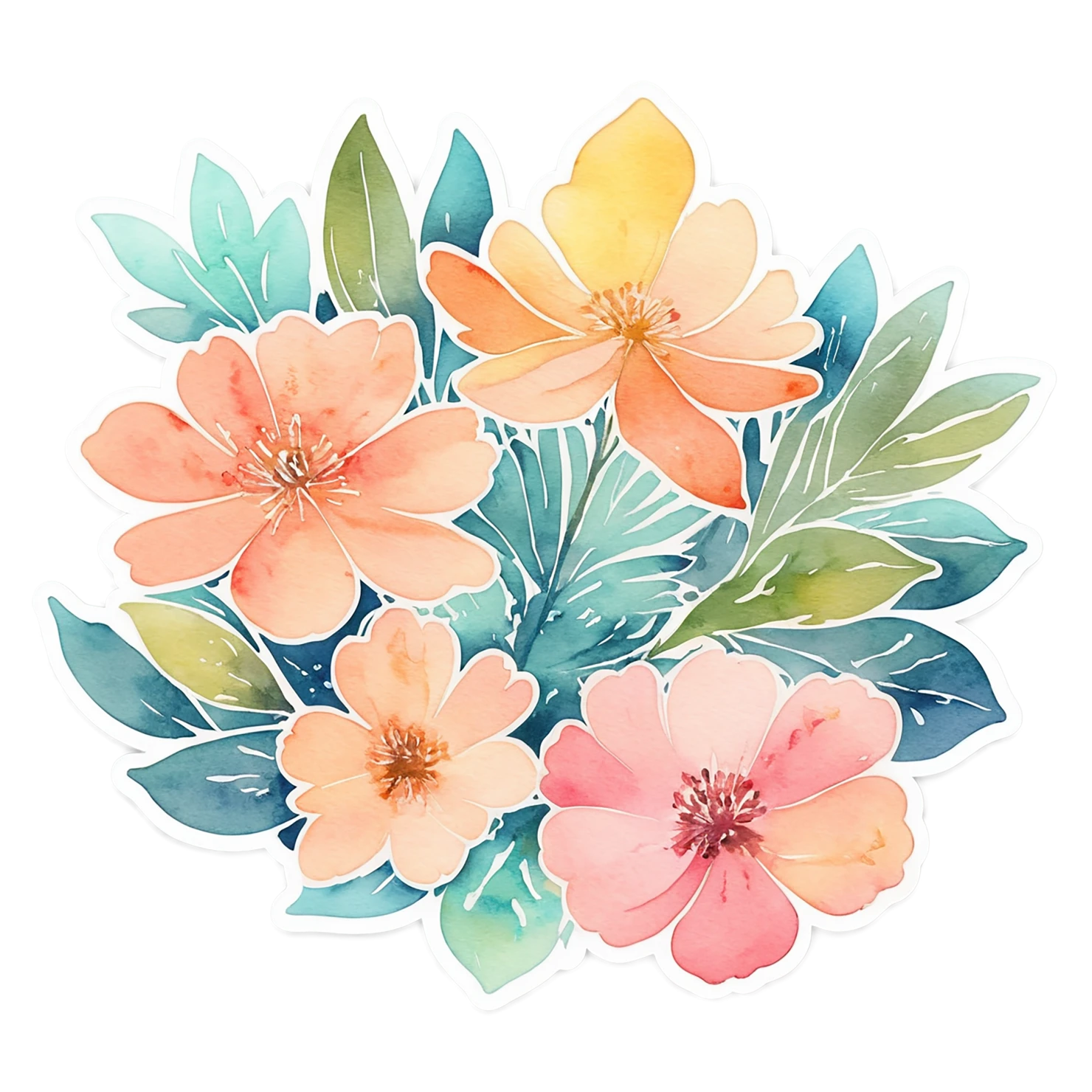 Floral watercolor sticker isolated on transparent background #16174