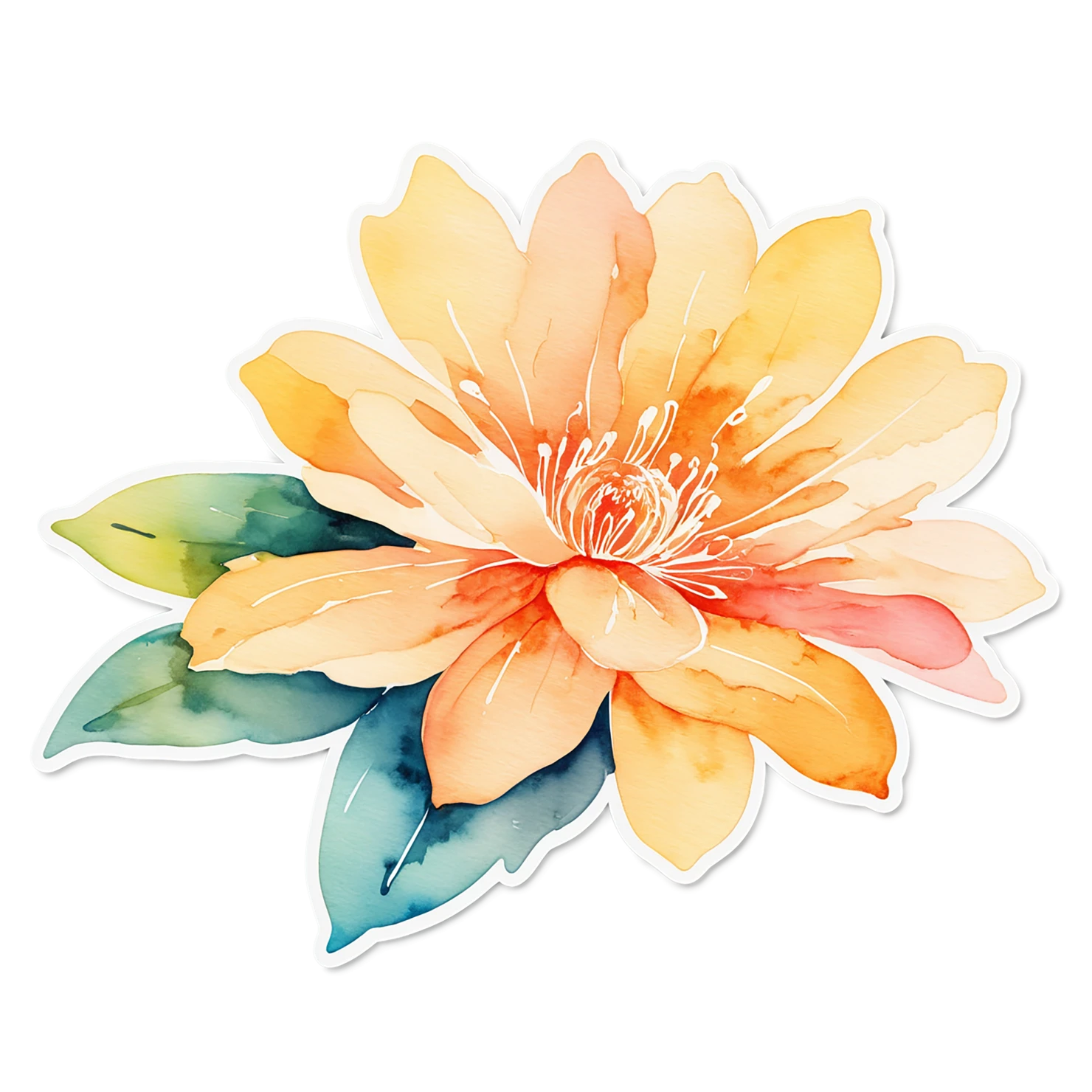 Floral watercolor sticker isolated on transparent background #16175
