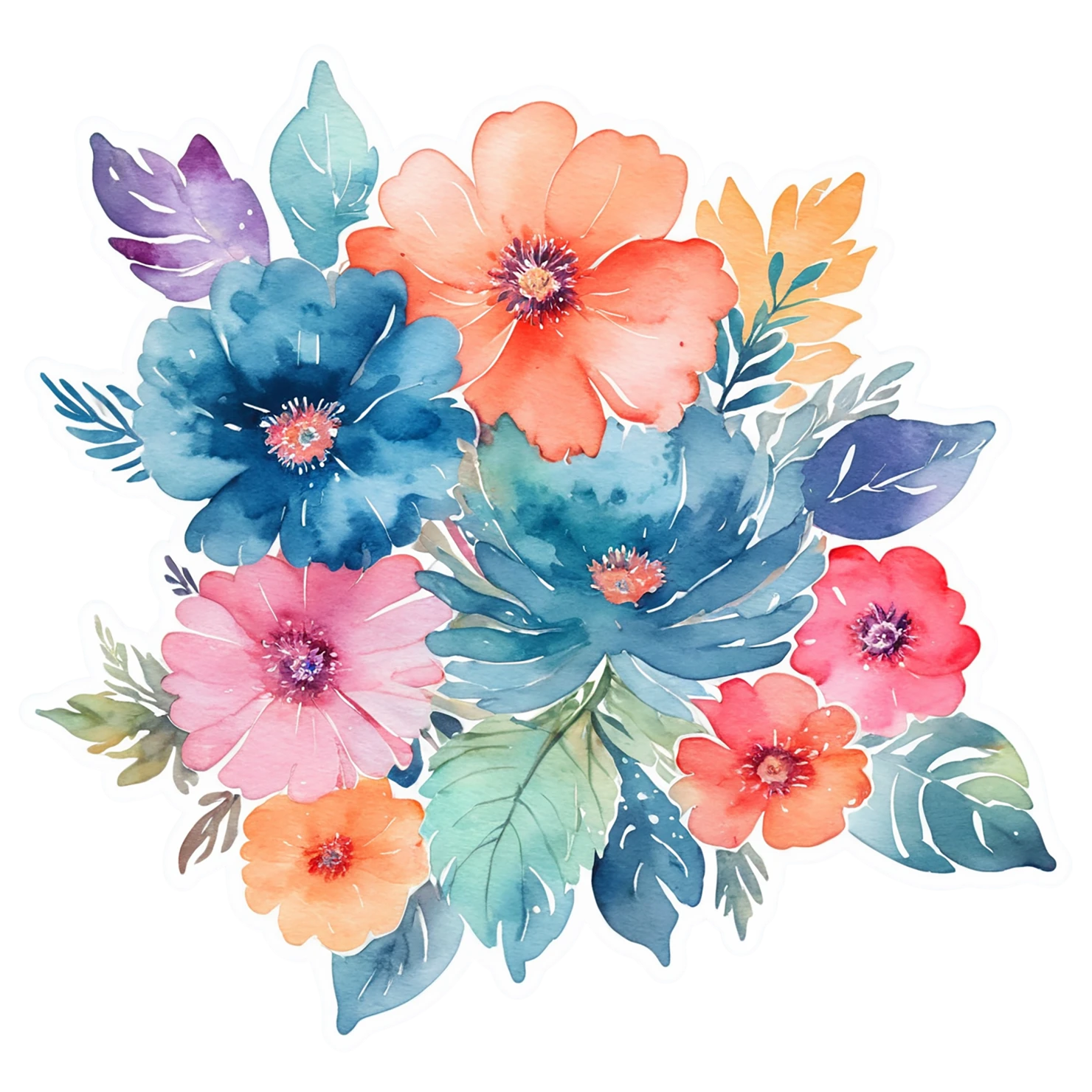 Floral watercolor sticker isolated on transparent background #16177
