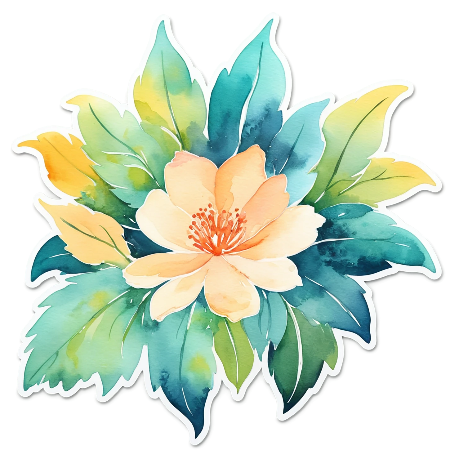 Floral watercolor sticker isolated on transparent background #16178