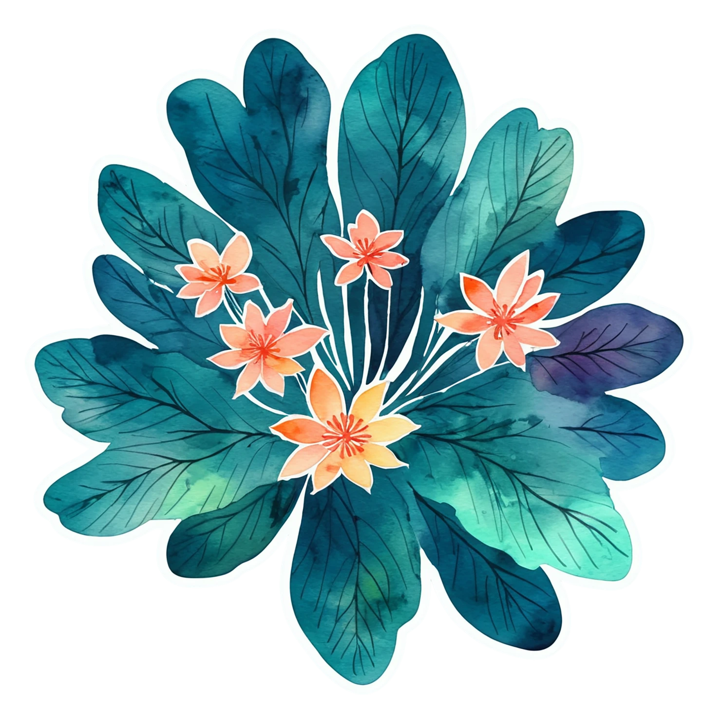 Floral watercolor sticker isolated on transparent background #16182