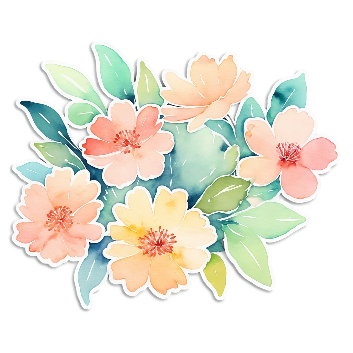 Floral watercolor sticker isolated on transparent background #16184