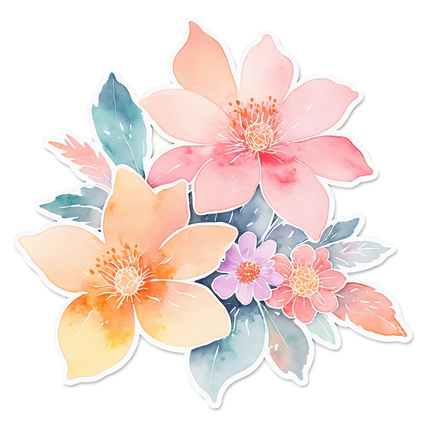 Floral watercolor sticker isolated on transparent background #16186