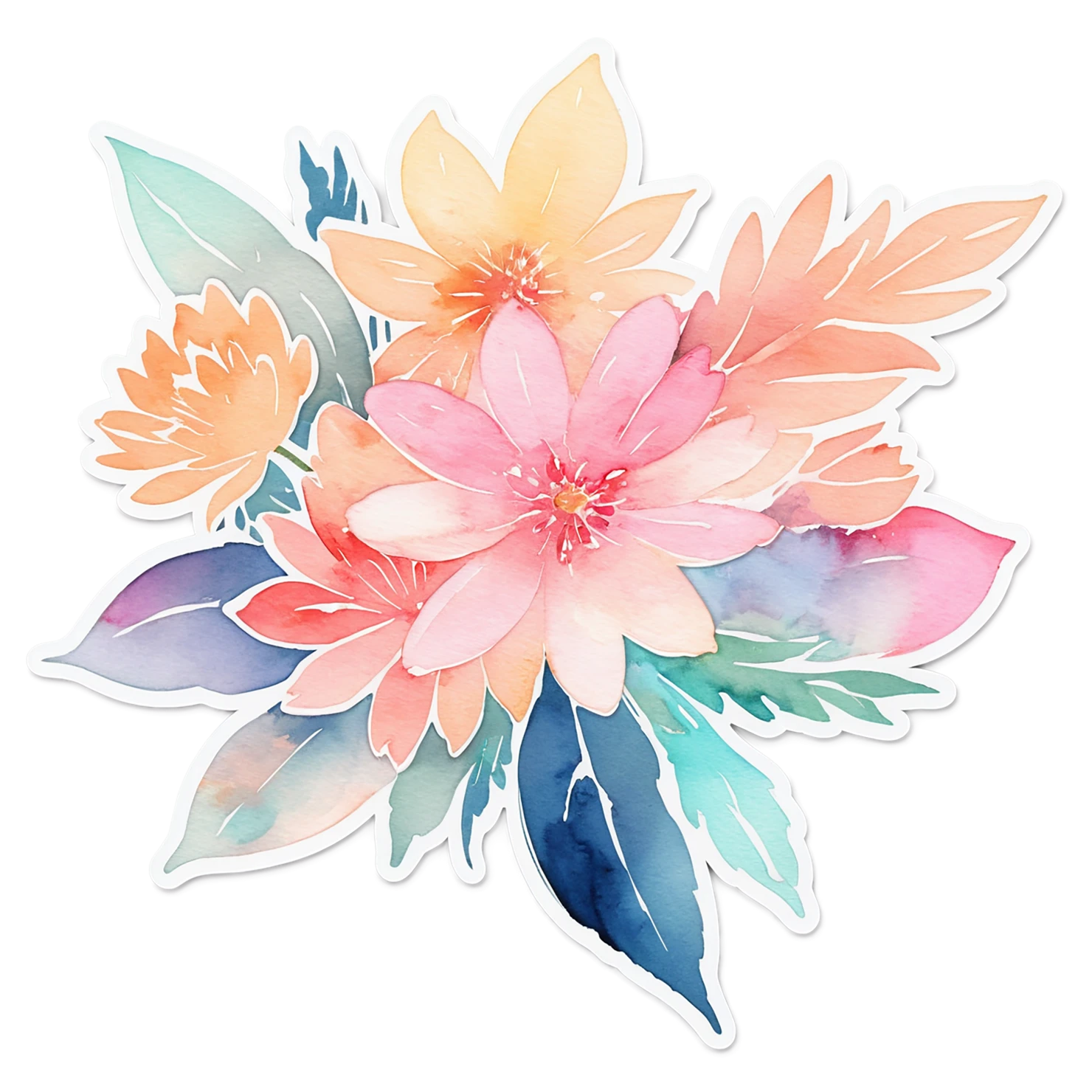 Floral watercolor sticker isolated on transparent background #16188
