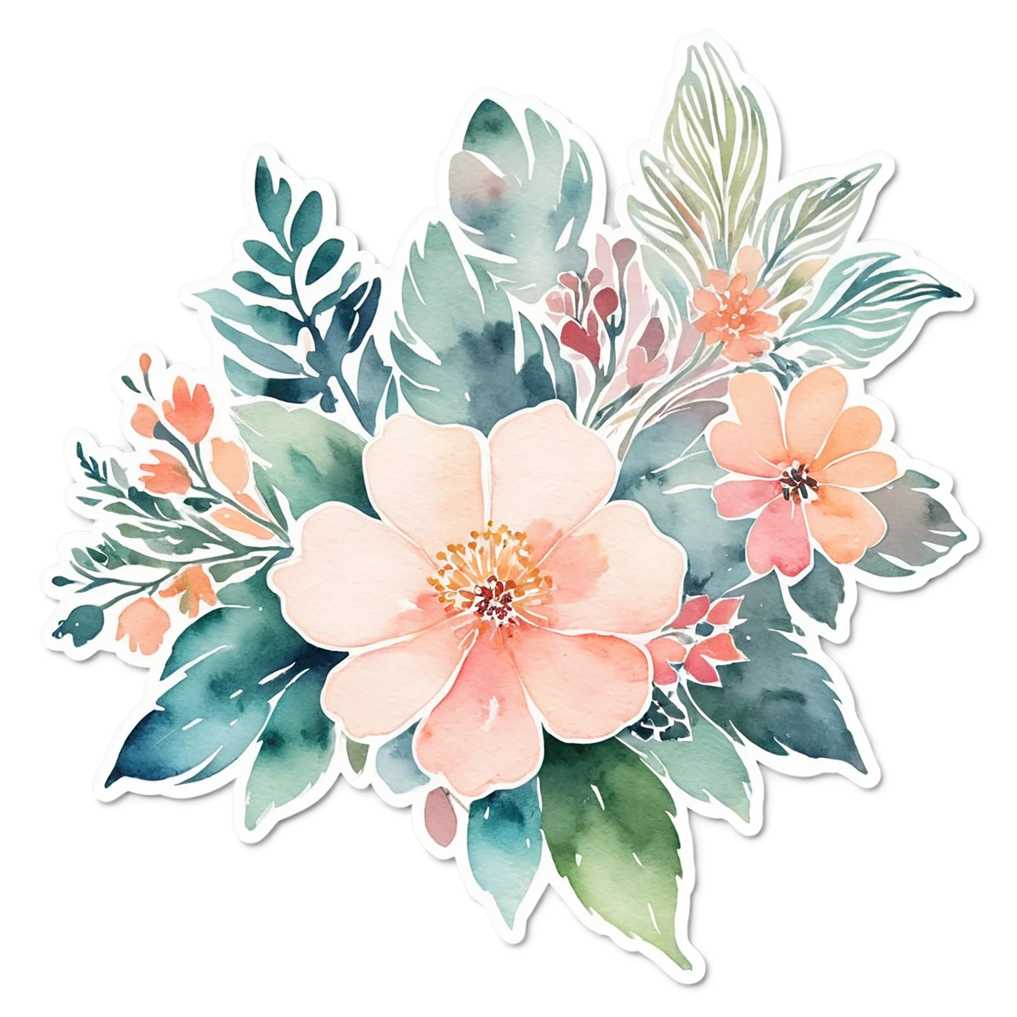 Floral watercolor sticker isolated on transparent background #16190