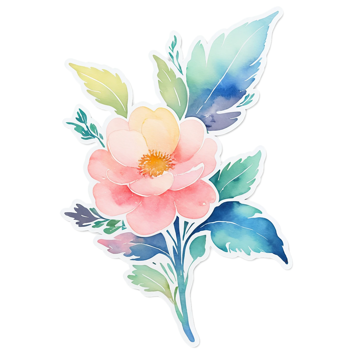 Floral watercolor sticker isolated on transparent background #16191