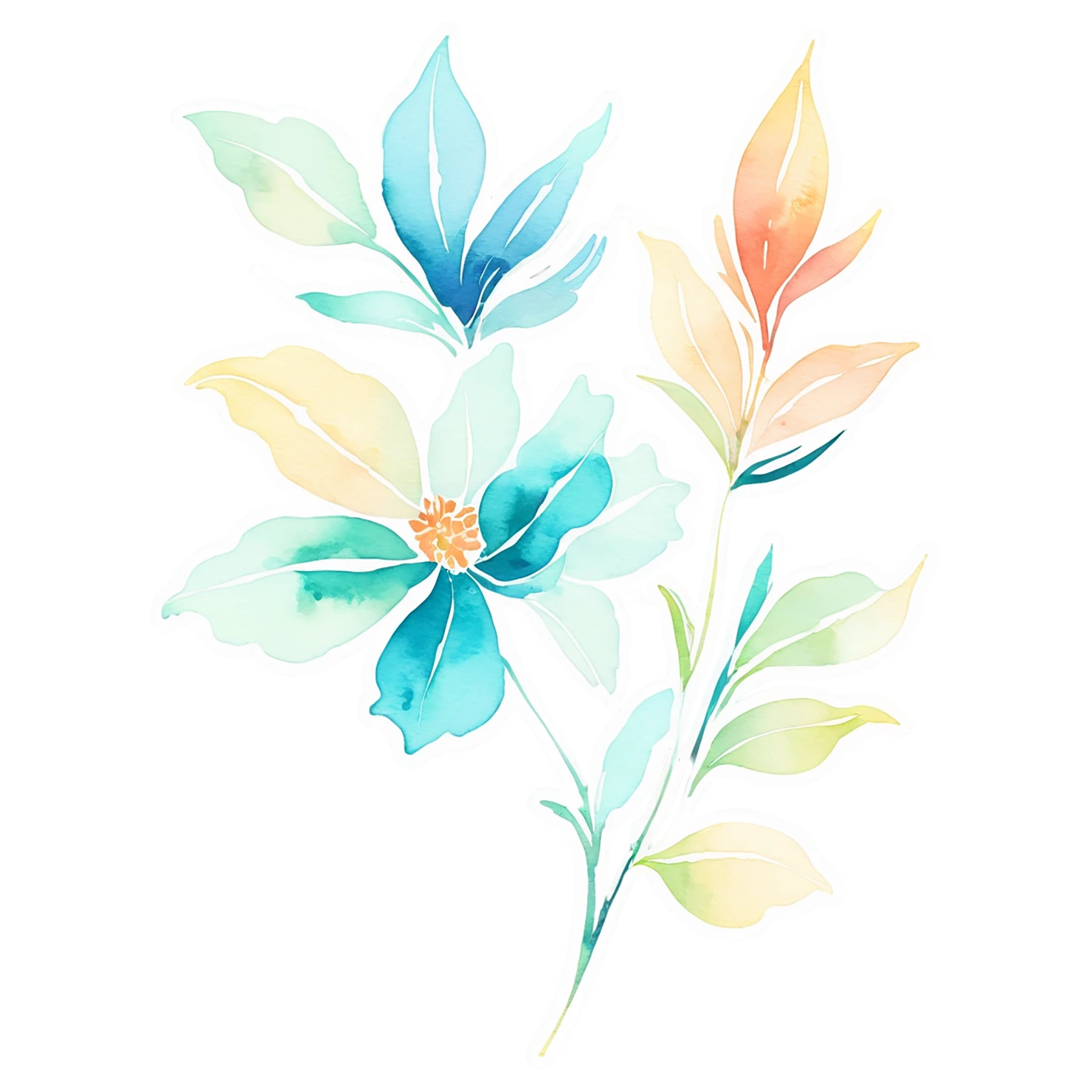 Floral watercolor sticker isolated on transparent background #16193