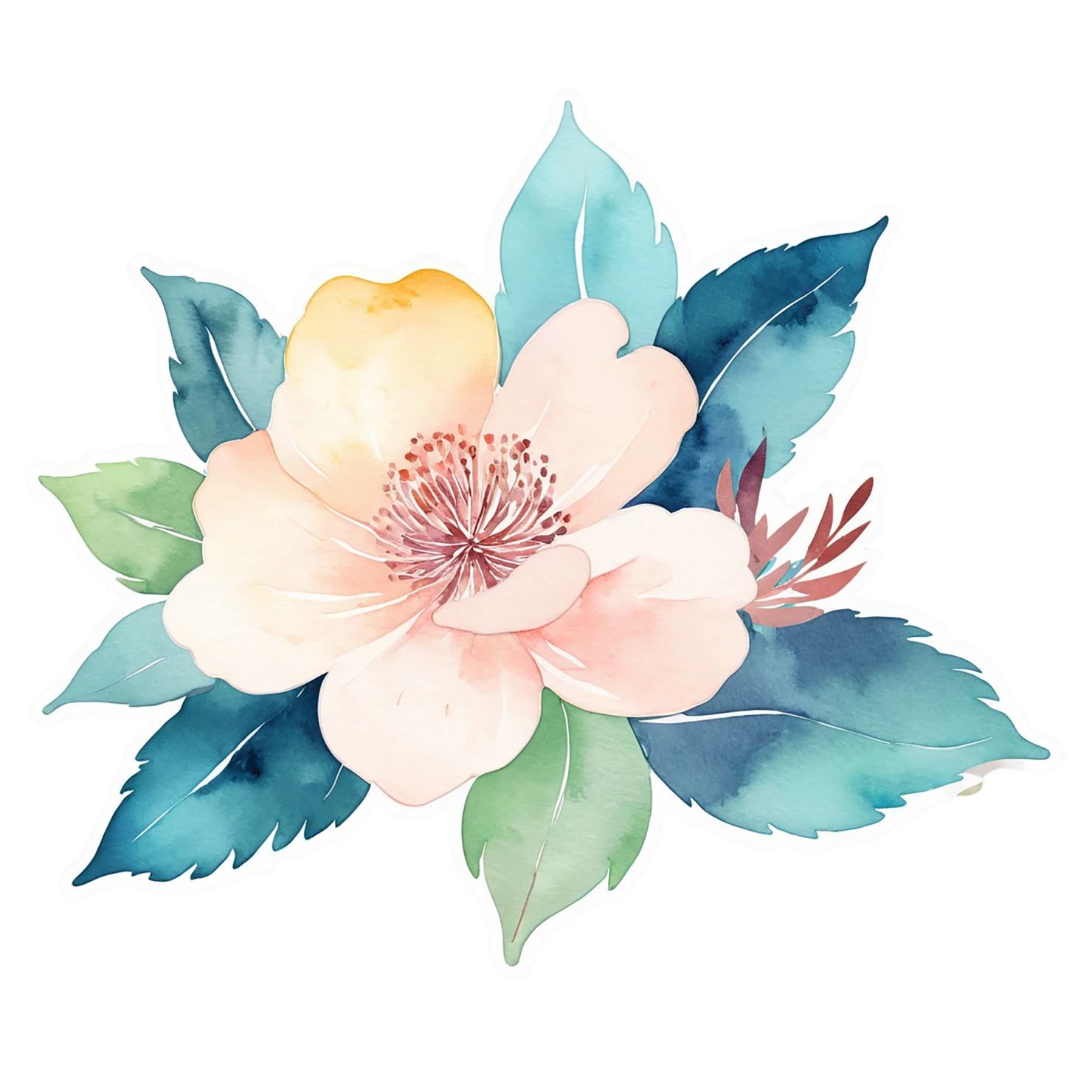 Floral watercolor sticker isolated on transparent background #16194