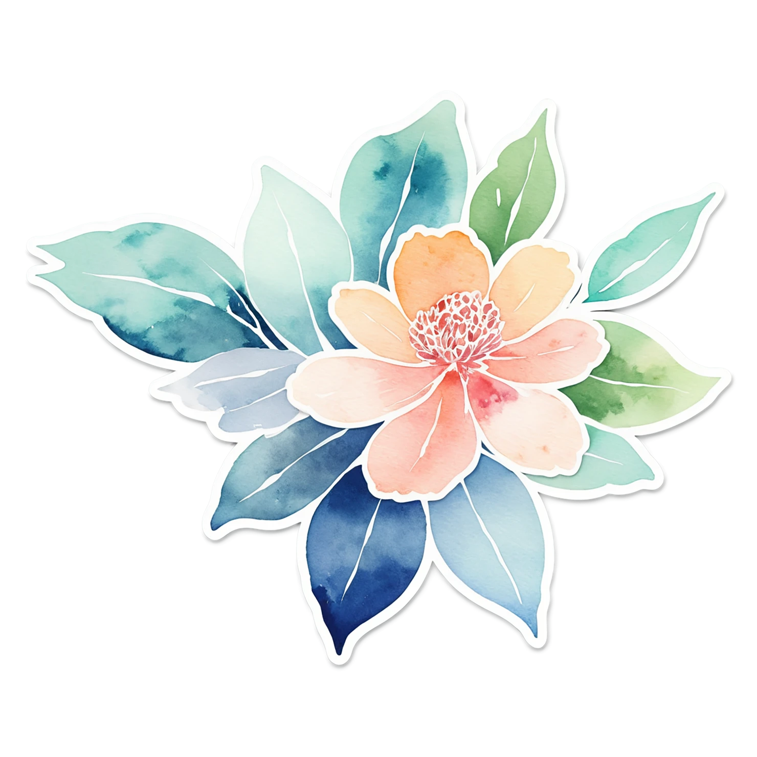 Floral watercolor sticker isolated on transparent background #16195