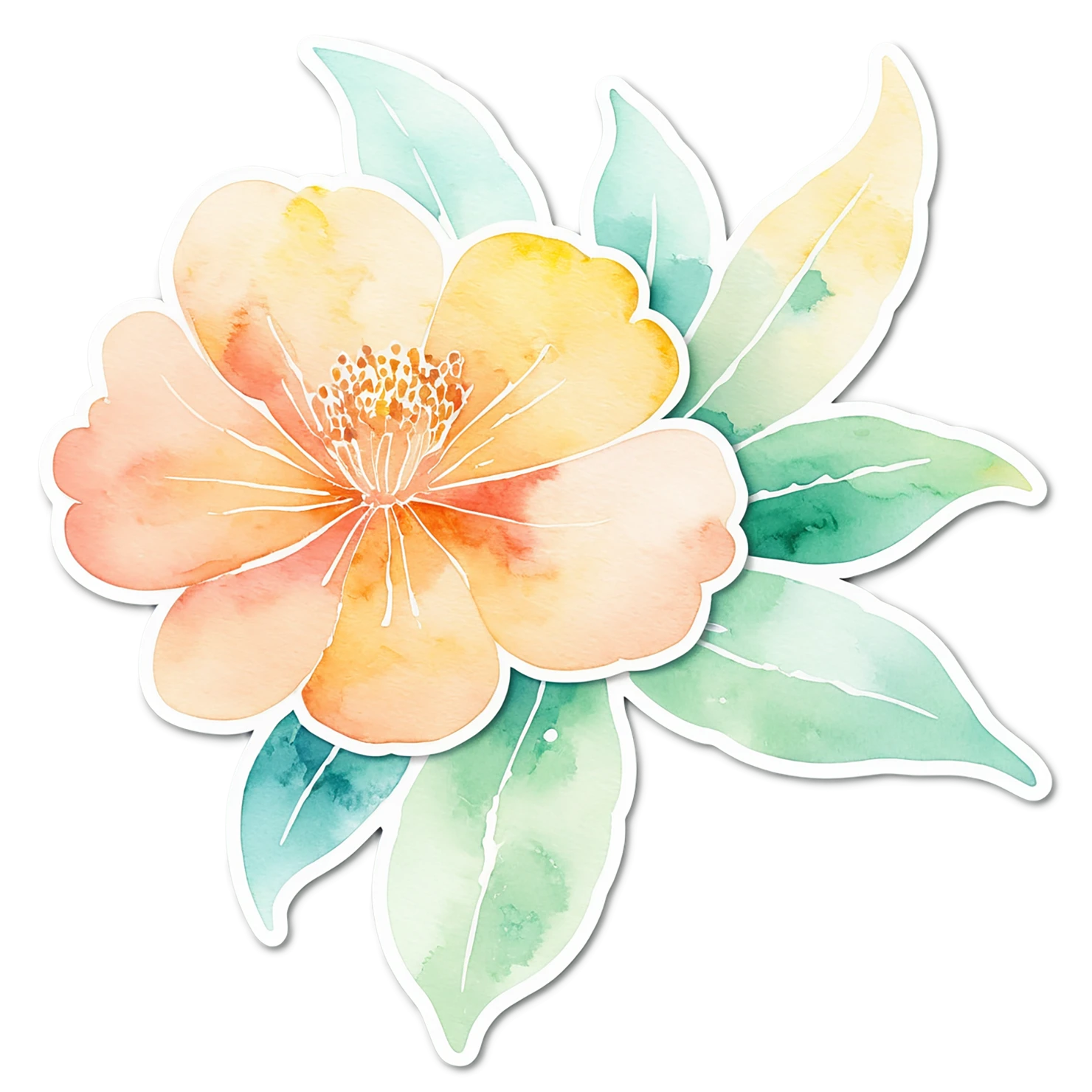 Floral watercolor sticker isolated on transparent background #16197