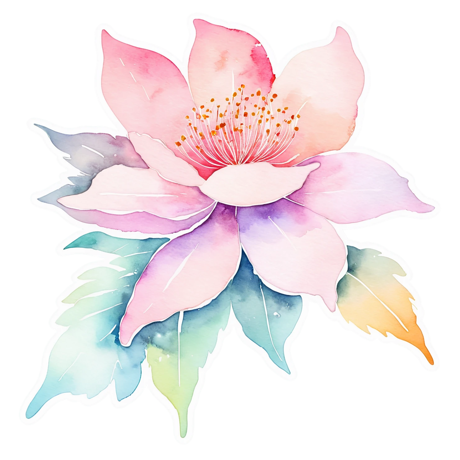 Floral watercolor sticker isolated on transparent background #16198