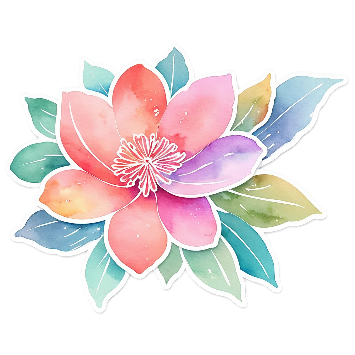 Floral watercolor sticker isolated on transparent background #16209